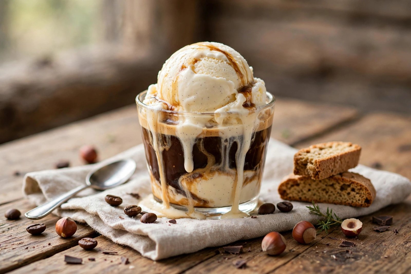 Affogato served beautifully, ready to eat