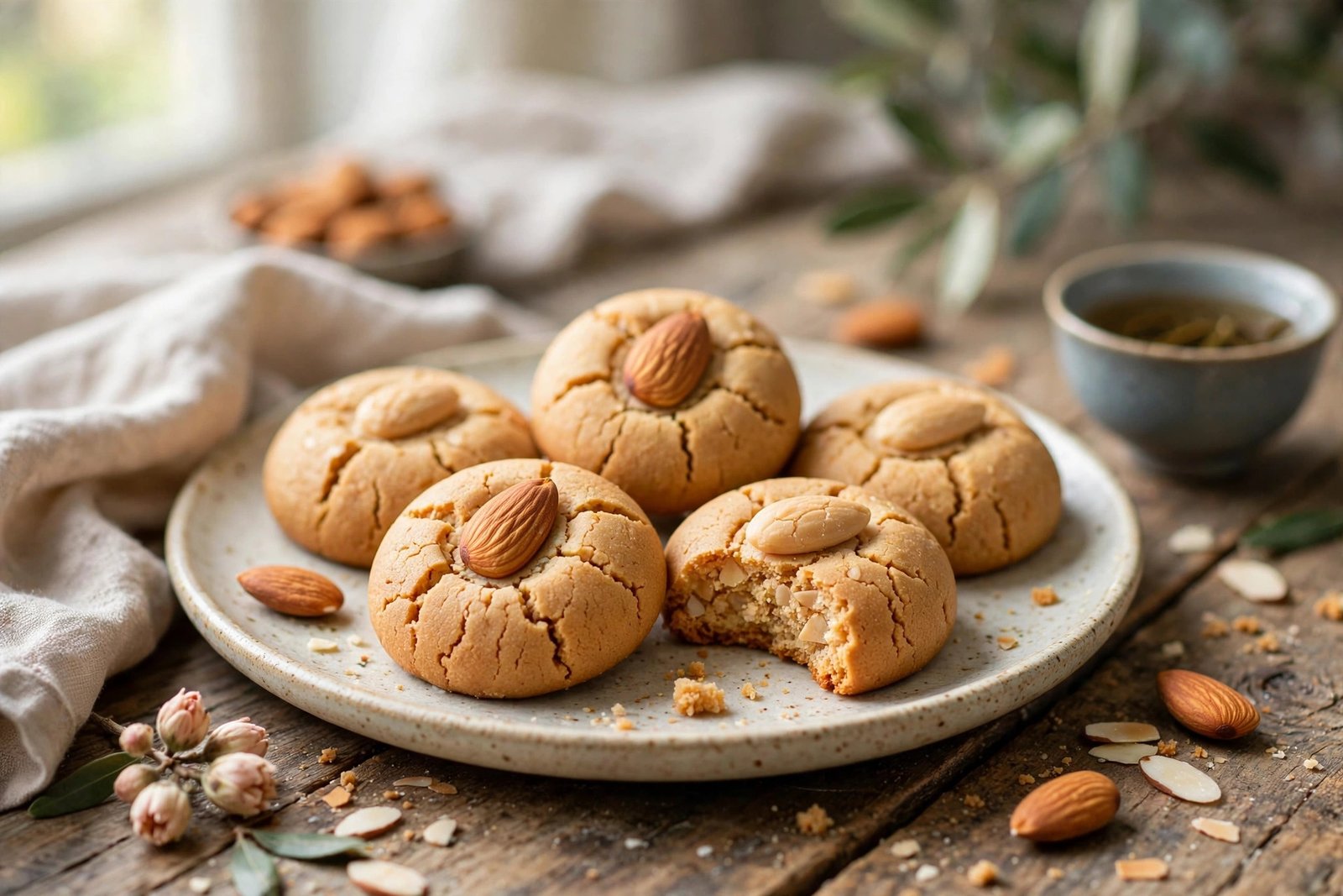 Chinese Almond Cookies served beautifully, ready to eat