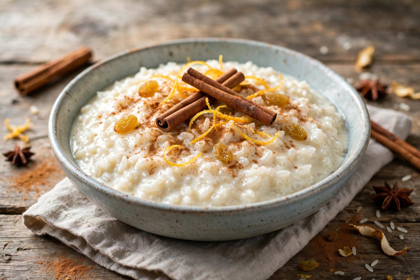 Arroz con Leche served beautifully, ready to eat