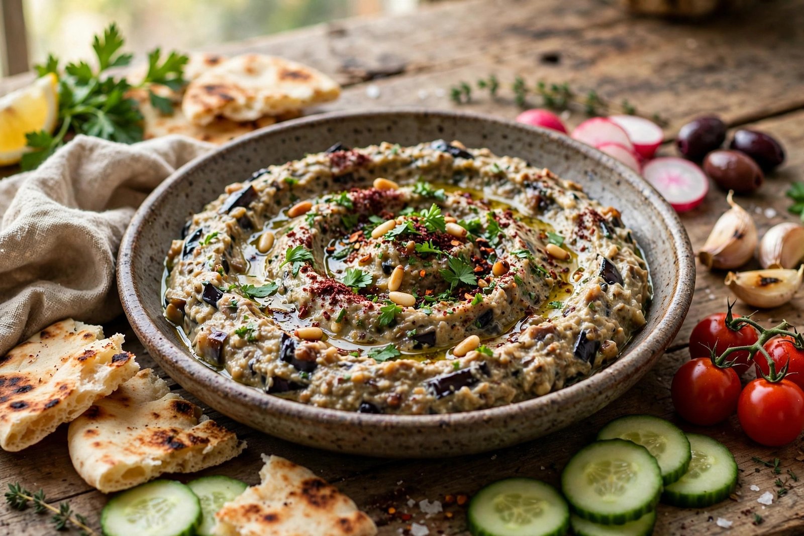 Baba Ganoush served beautifully, ready to eat