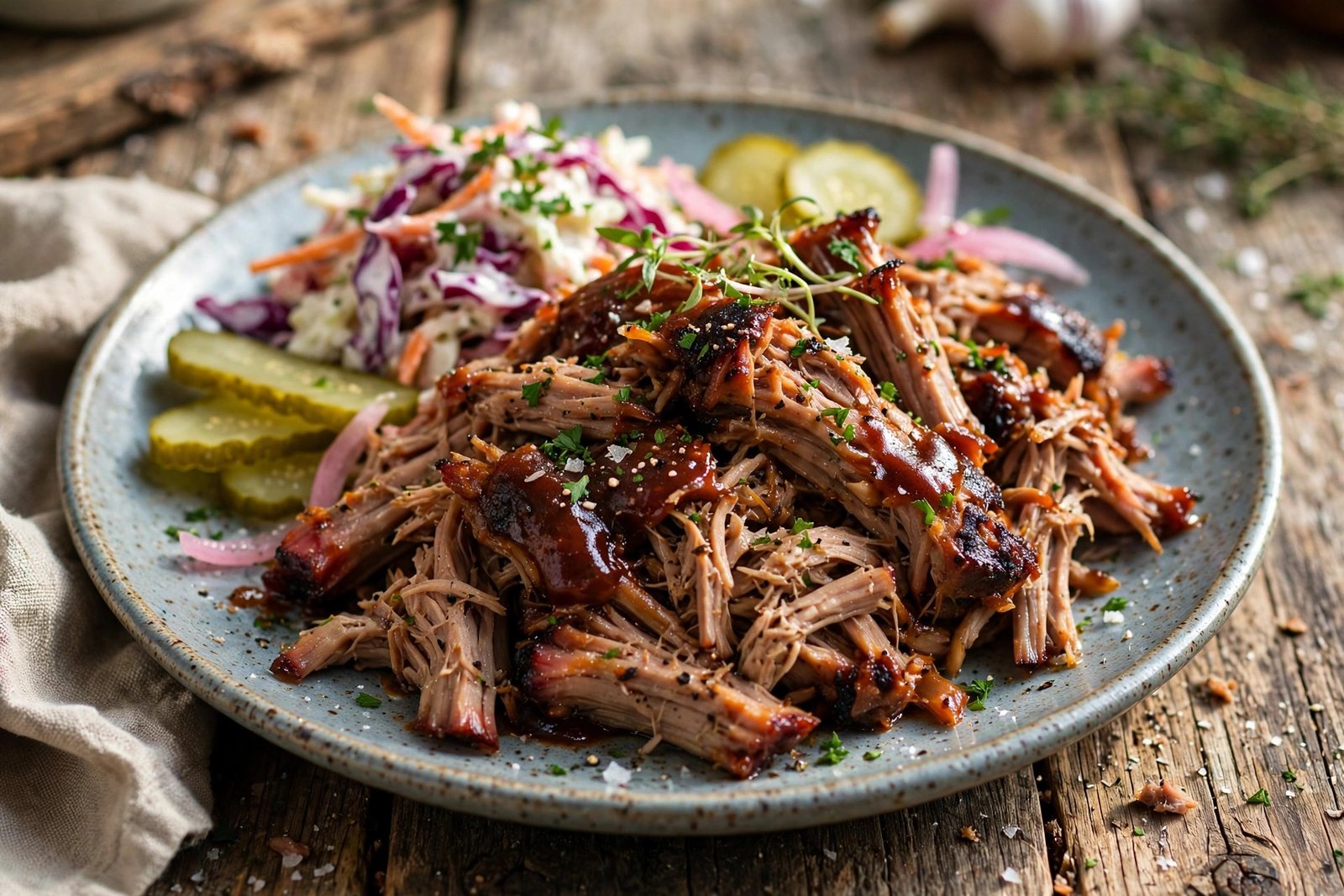 BBQ Pulled Pork served beautifully, ready to eat