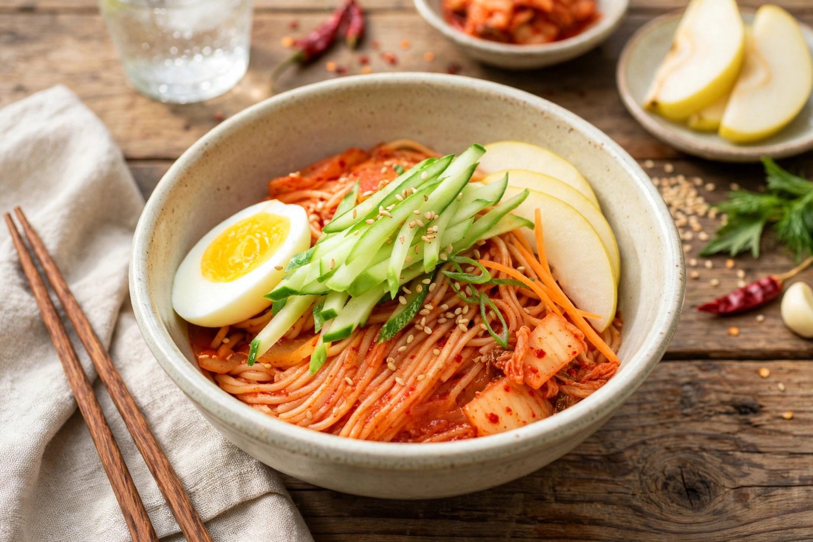 Bibim Guksu served beautifully, ready to eat