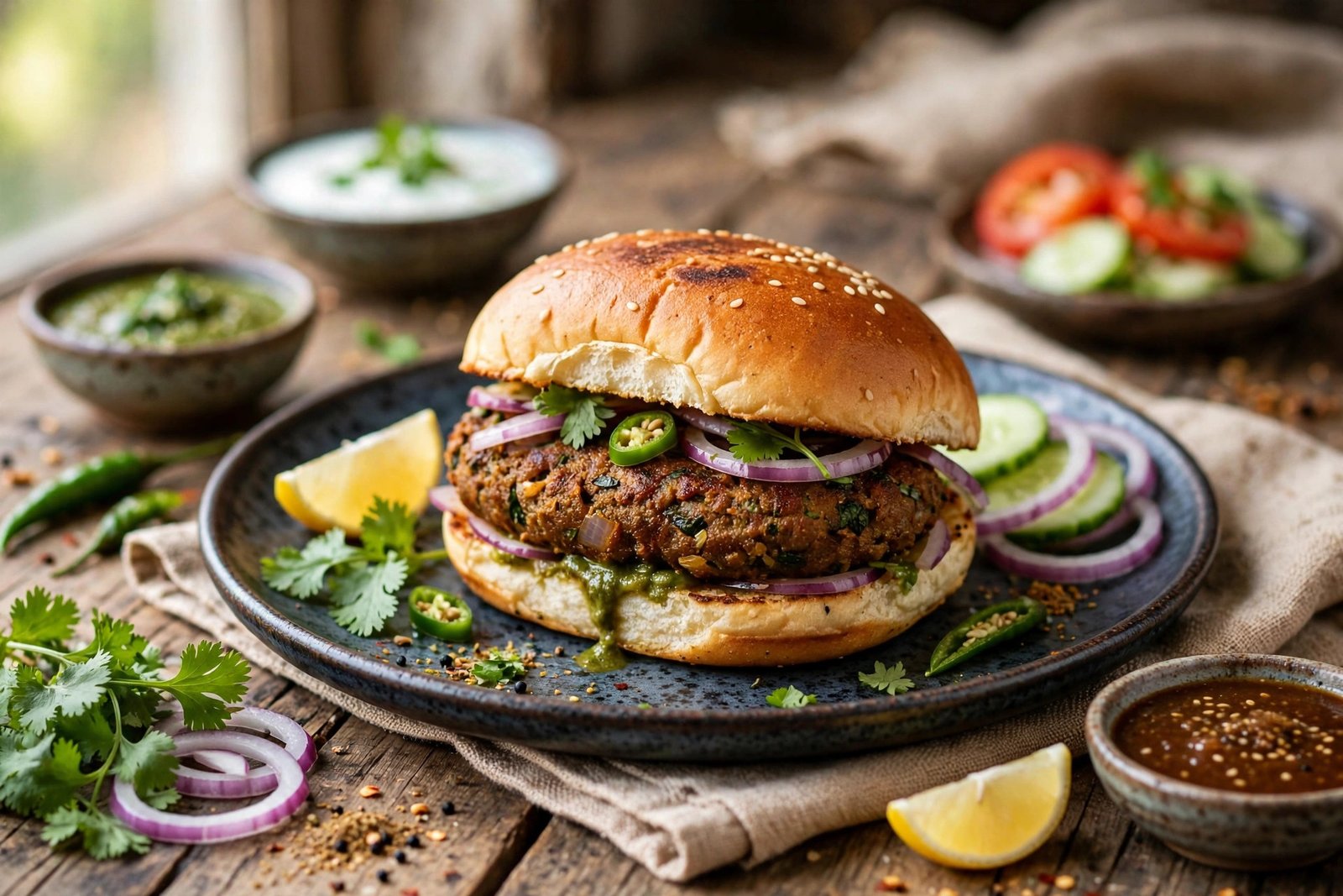 Bun Kebab served beautifully, ready to eat
