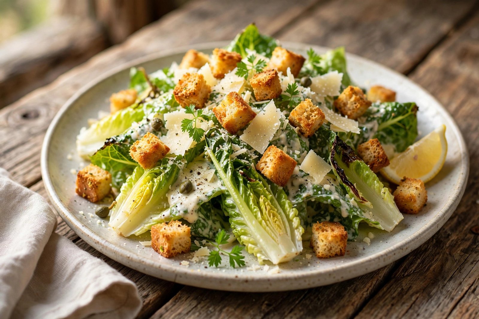 Caesar Salad served beautifully, ready to eat