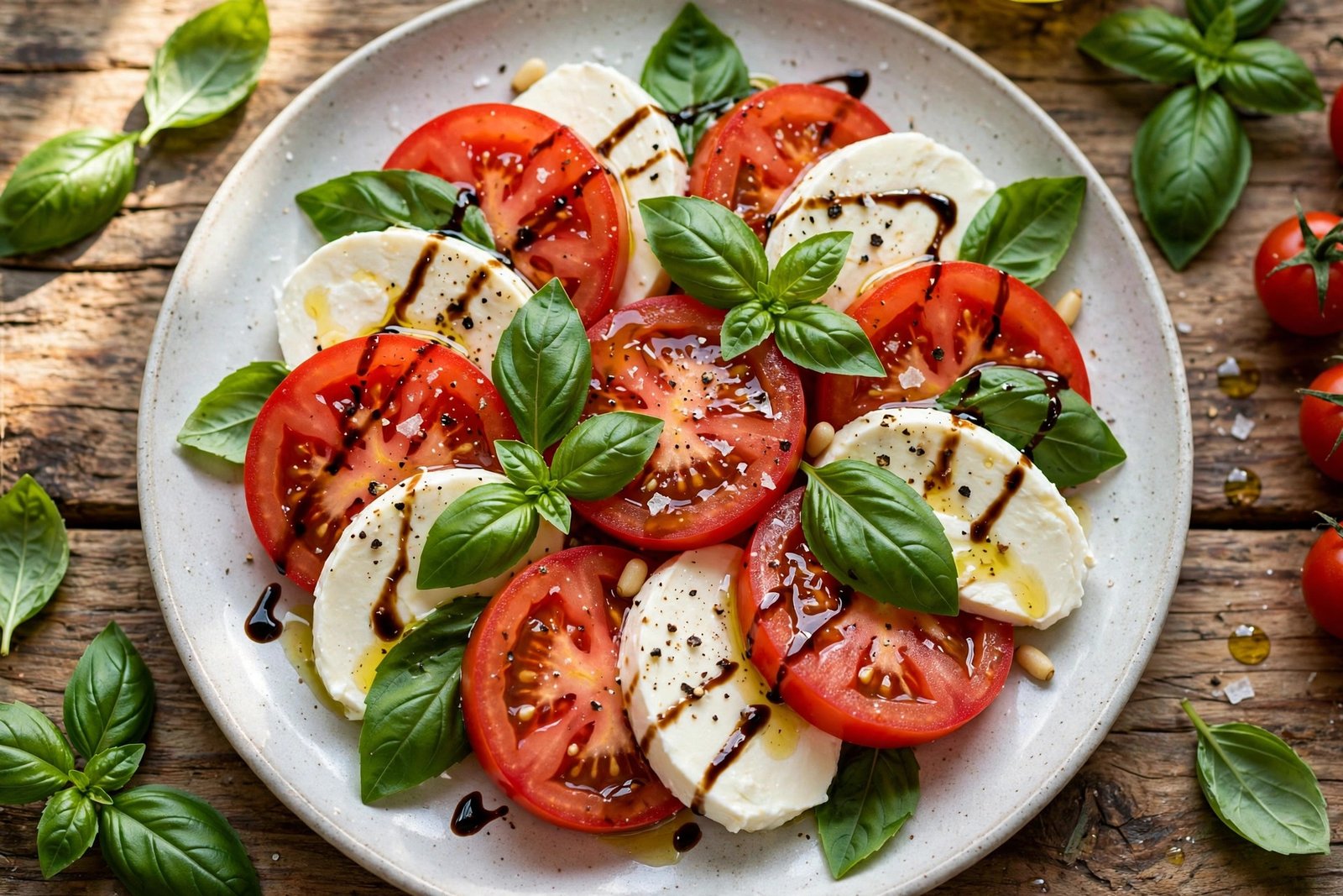 Caprese Salad served beautifully, ready to eat