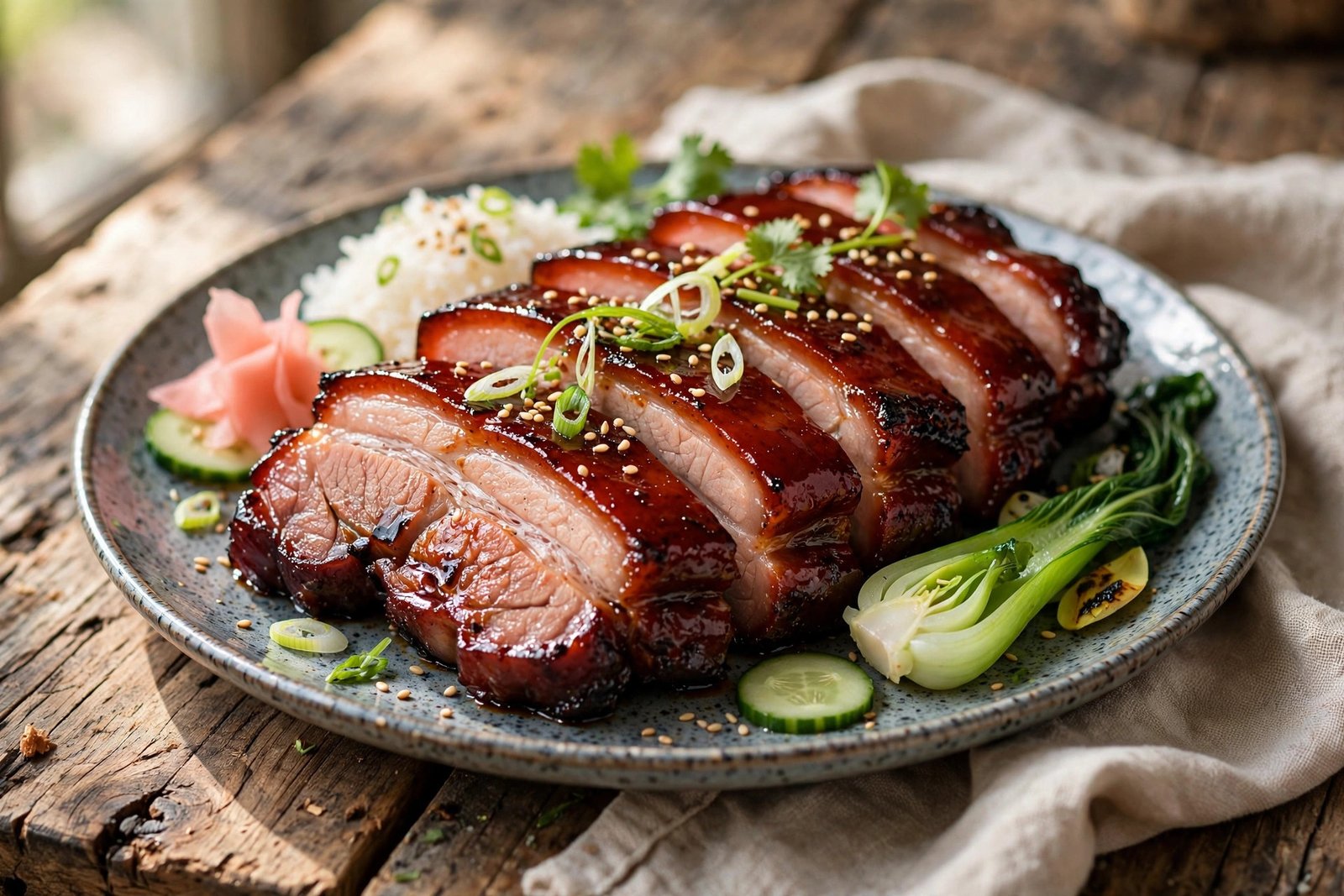 Char Siu Pork served beautifully, ready to eat