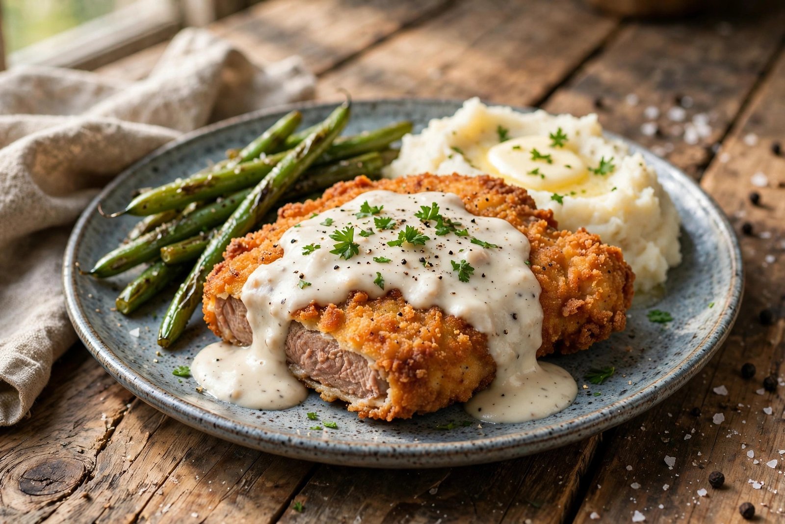 Chicken Fried Steak served beautifully, ready to eat