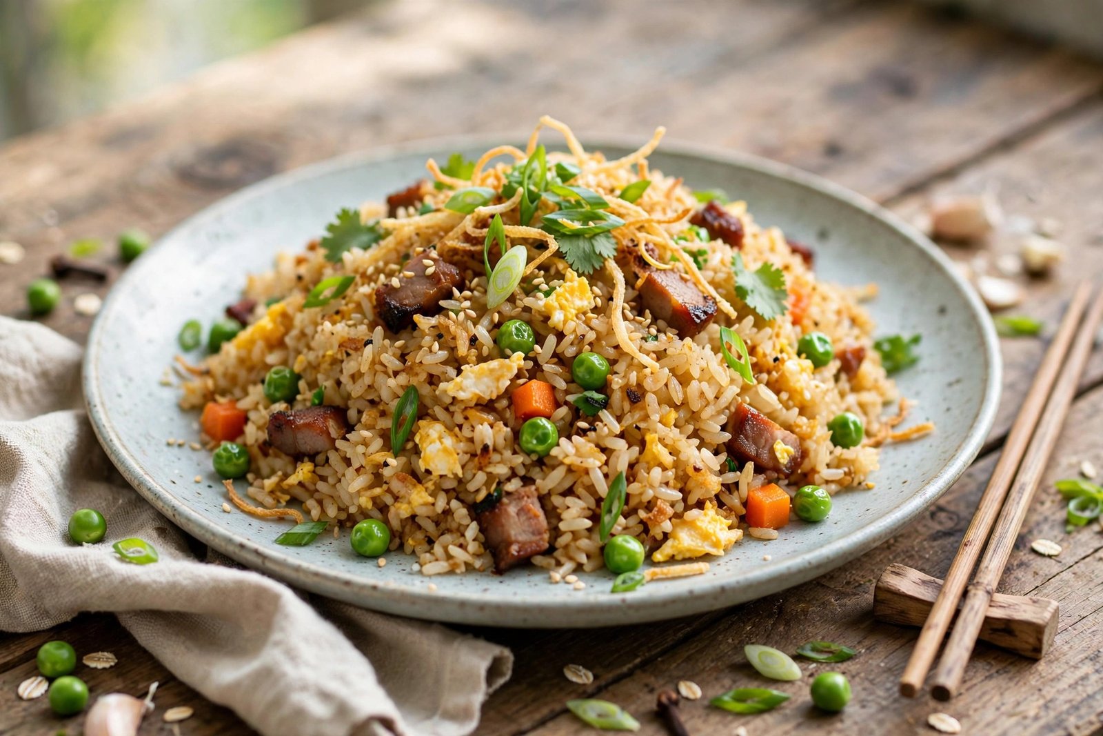 Chinese Fried Rice served beautifully, ready to eat
