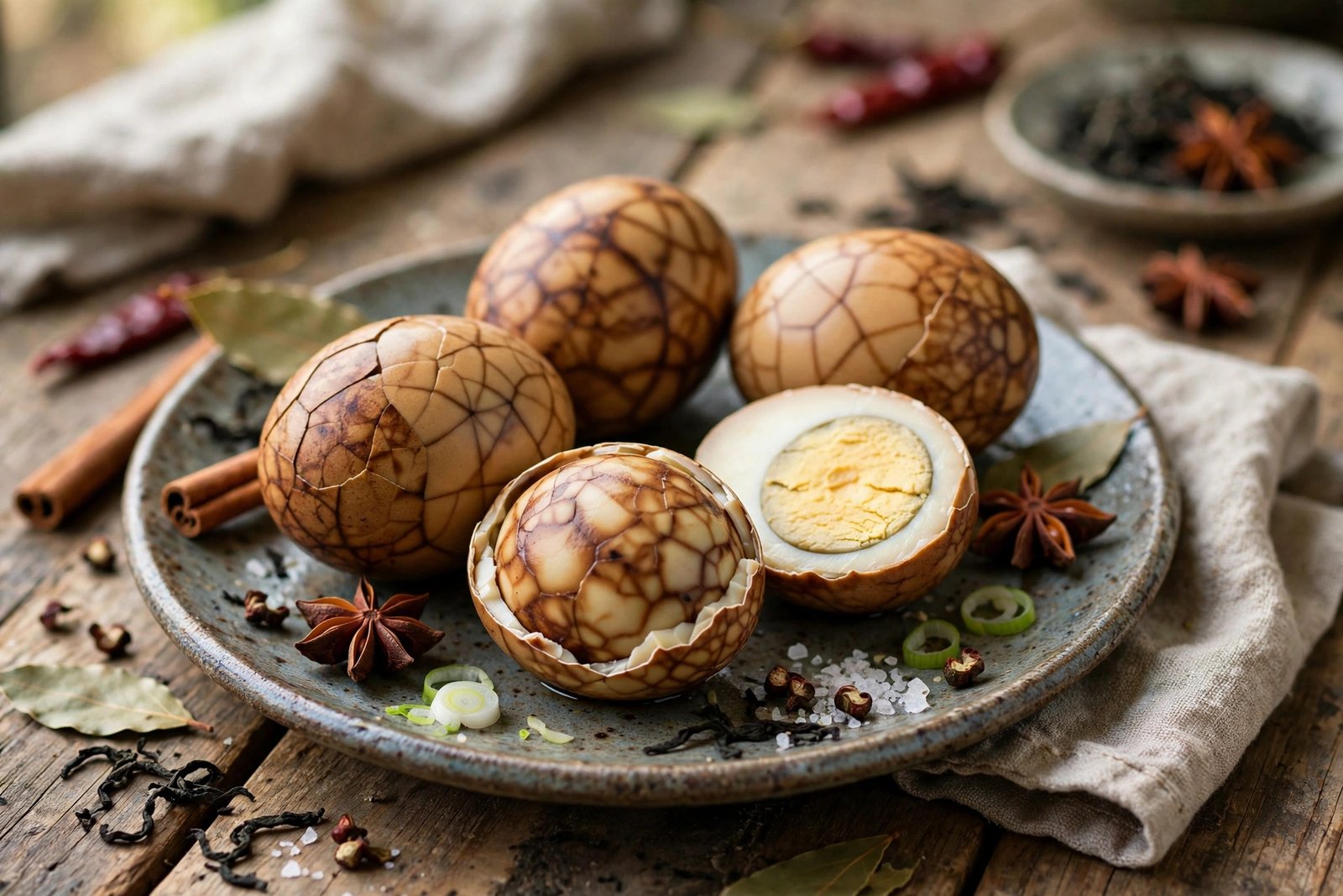 Chinese Tea Eggs served beautifully, ready to eat