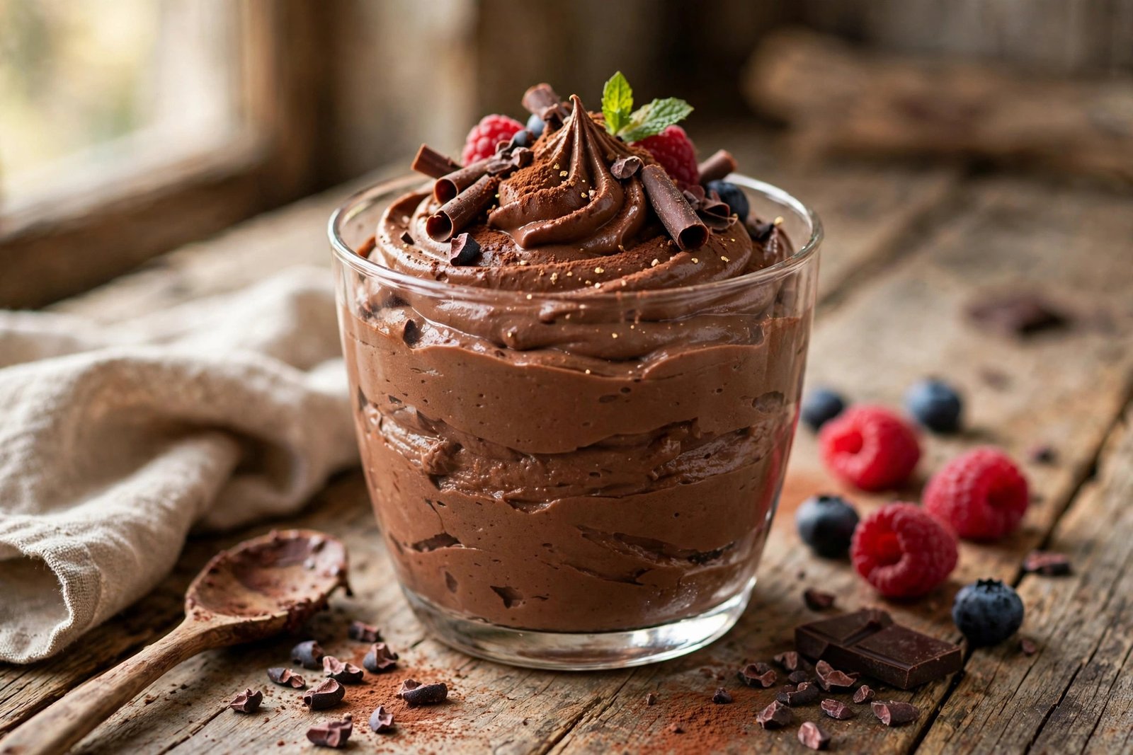 Chocolate Mousse served beautifully, ready to eat