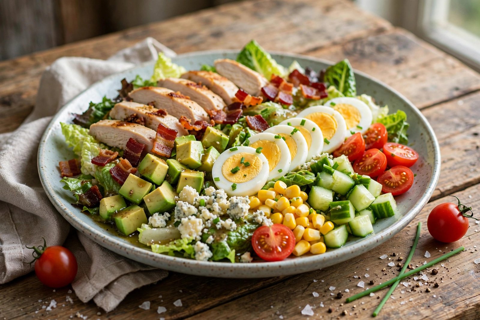 Cobb Salad served beautifully, ready to eat