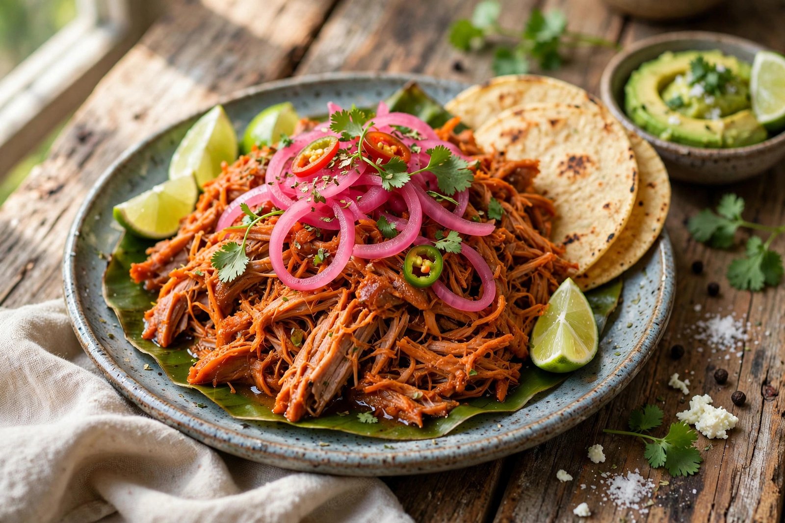 Cochinita Pibil served beautifully, ready to eat