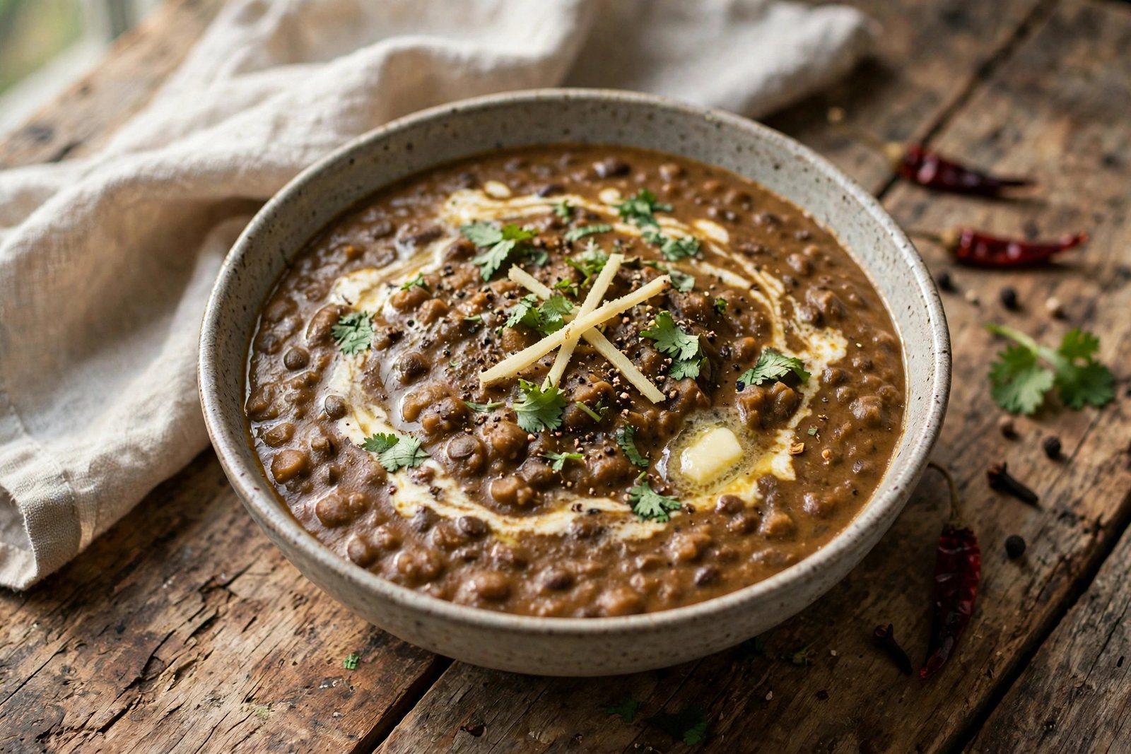 Daal Makhani served beautifully, ready to eat
