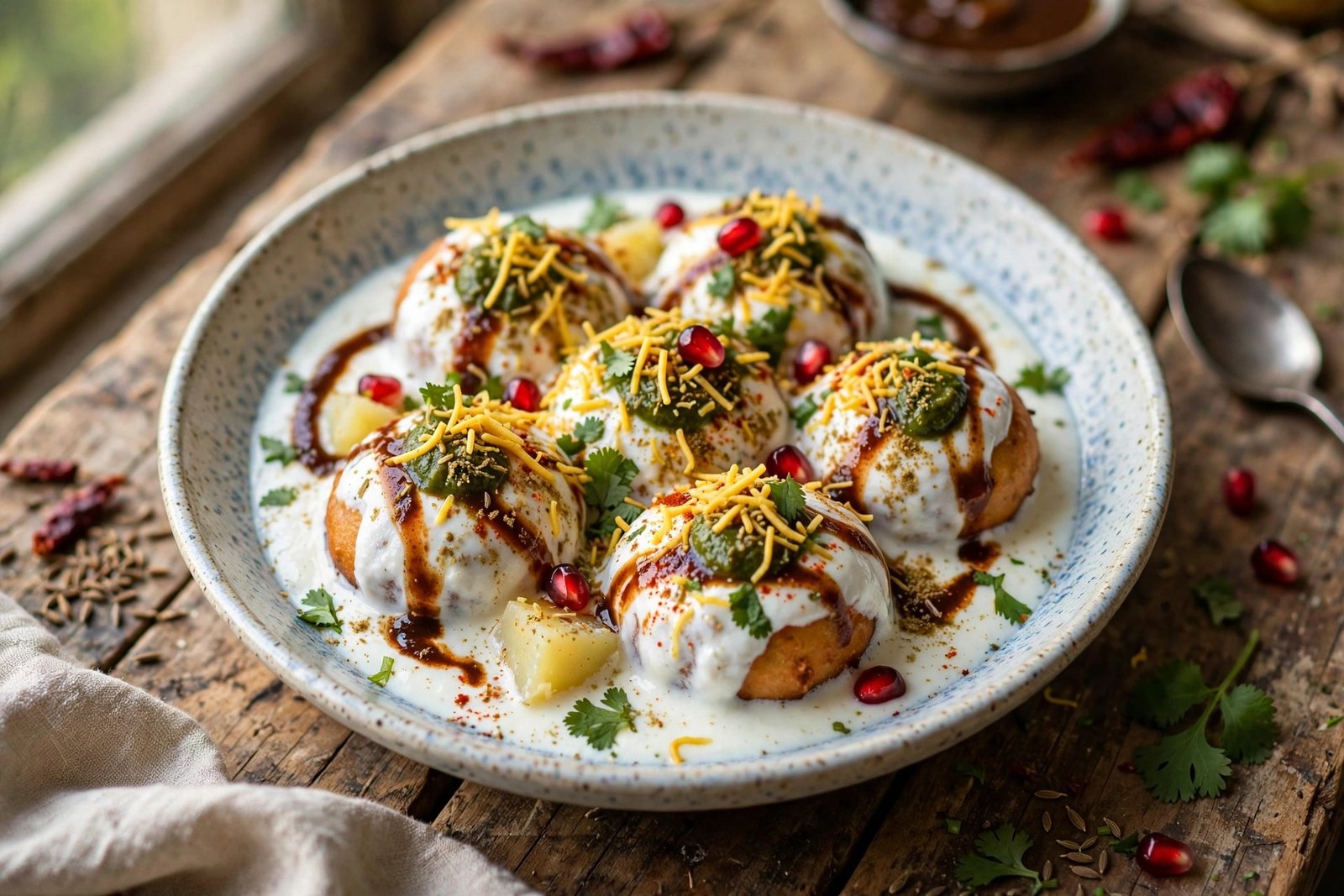 Dahi Bhalla served beautifully, ready to eat
