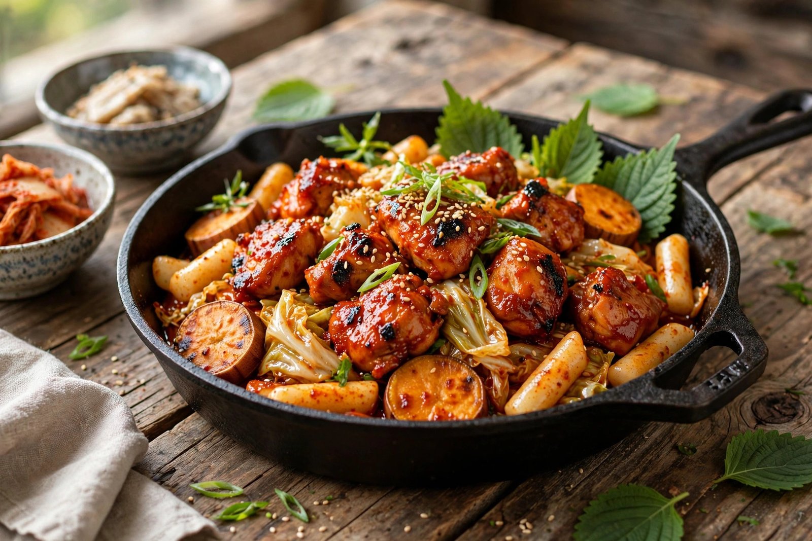 Dak Galbi served beautifully, ready to eat