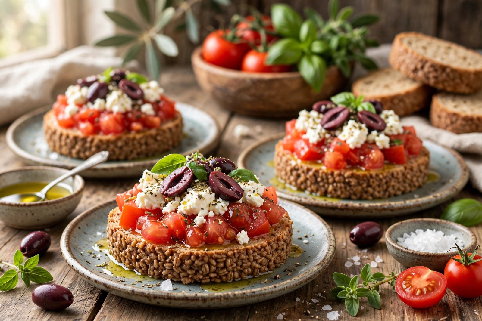 Dakos served beautifully, ready to eat