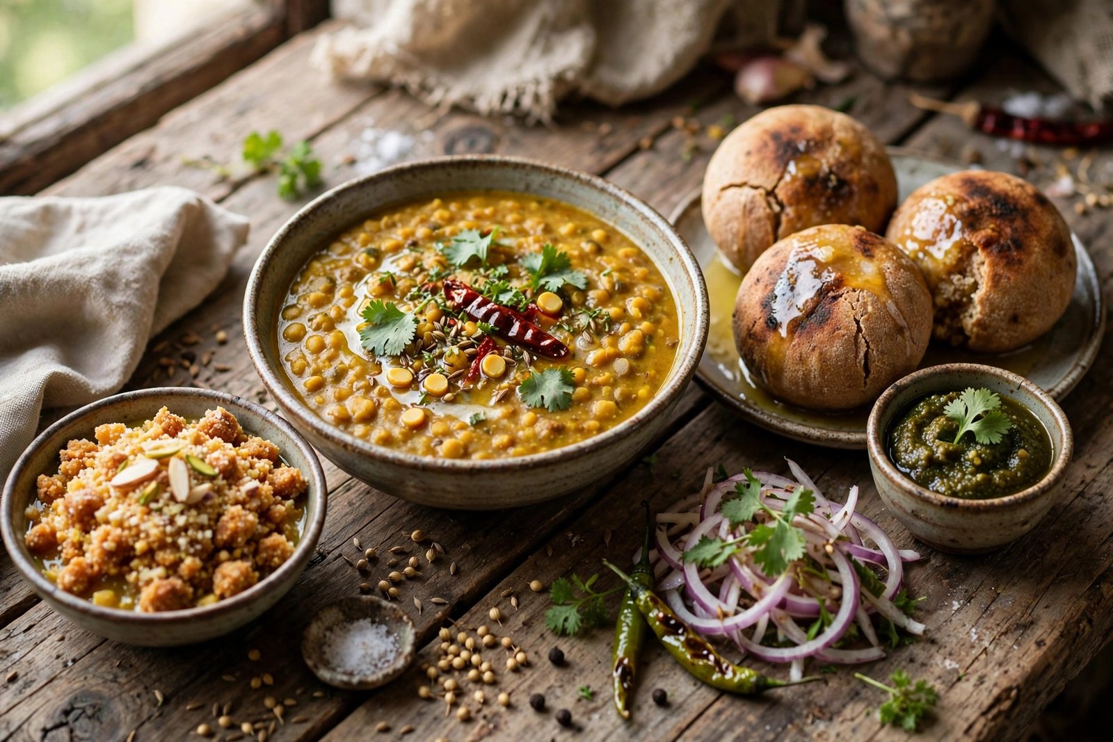 Dal Baati served beautifully, ready to eat
