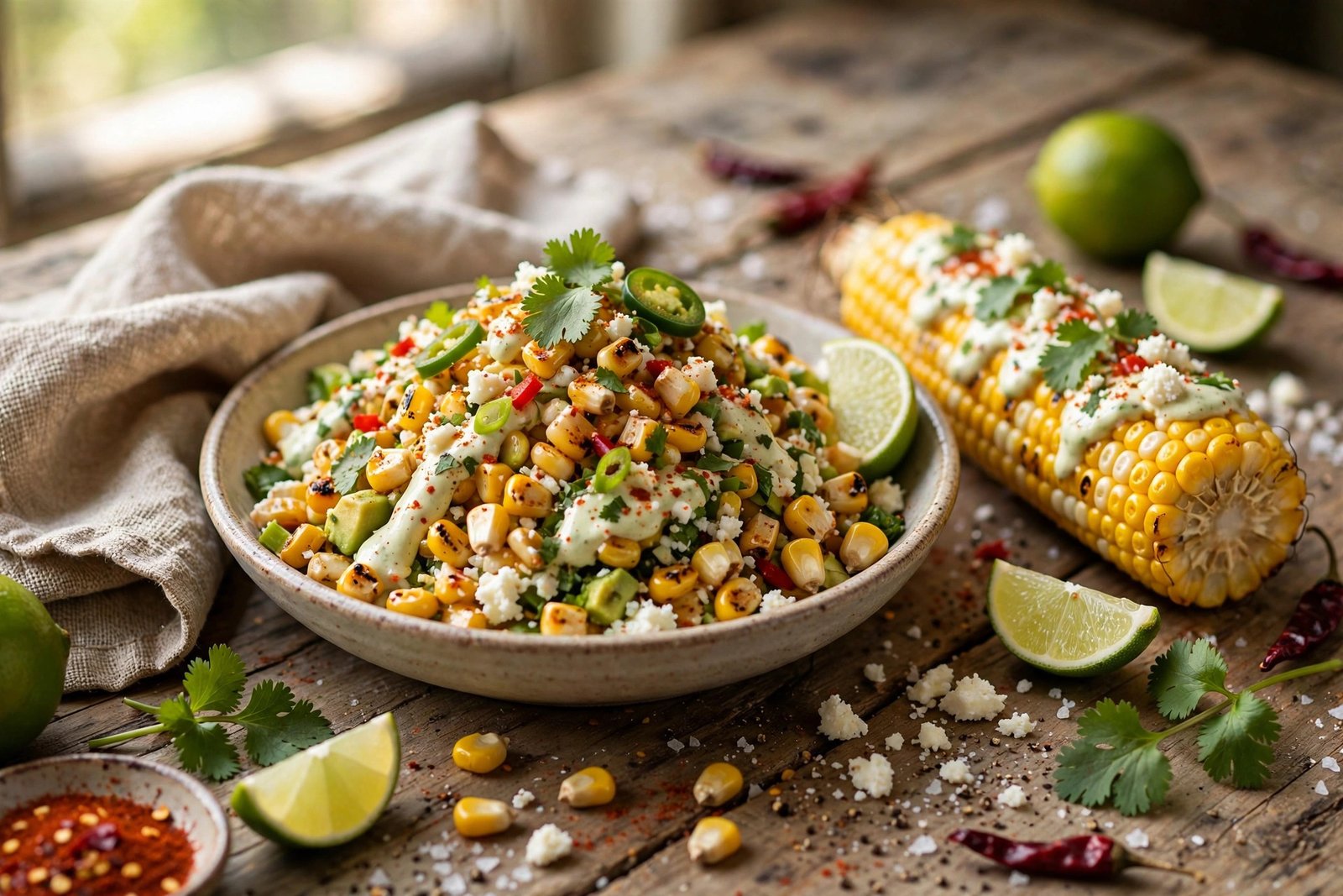 Mexican Street Corn served beautifully, ready to eat