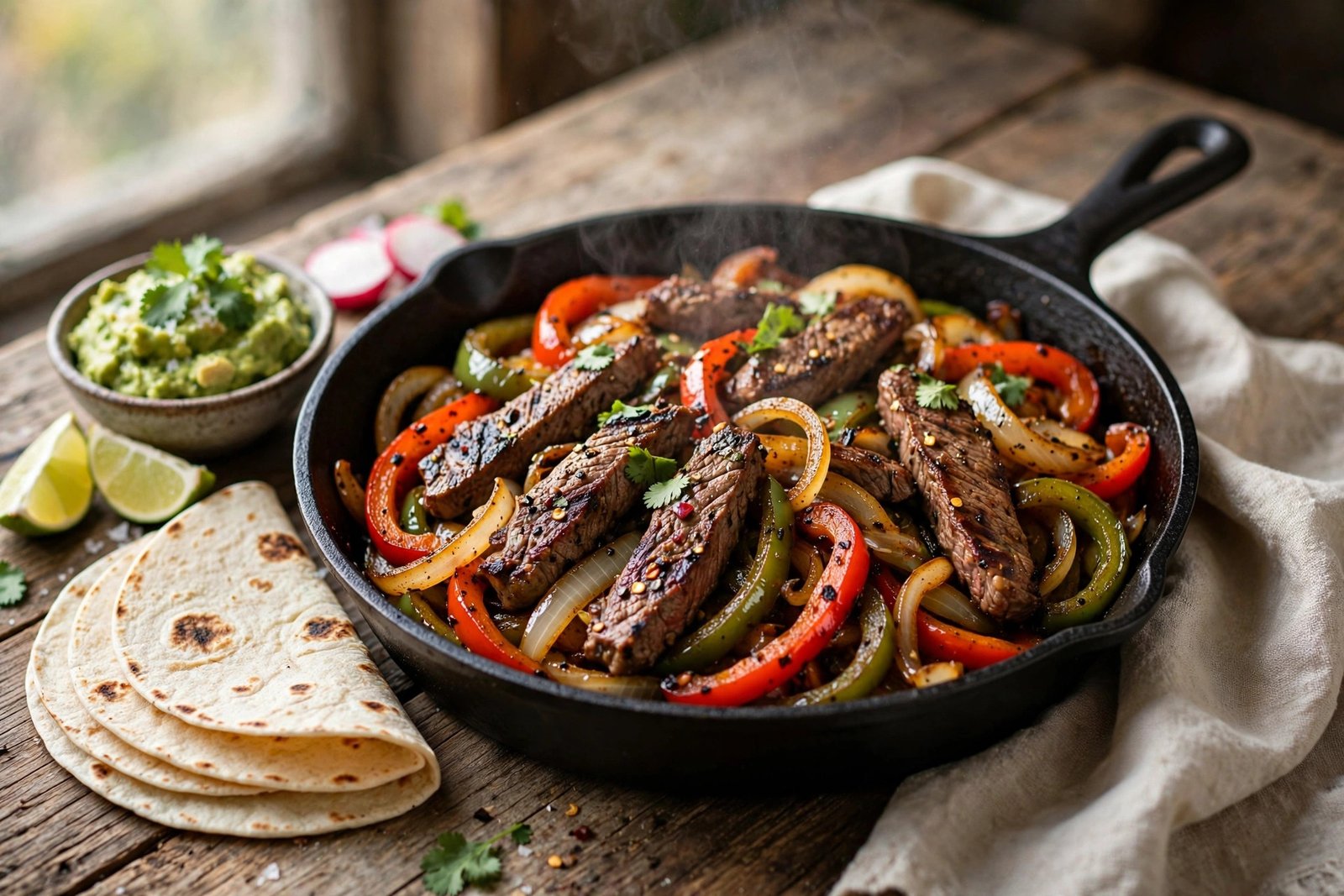 Chicken Fajitas served beautifully, ready to eat