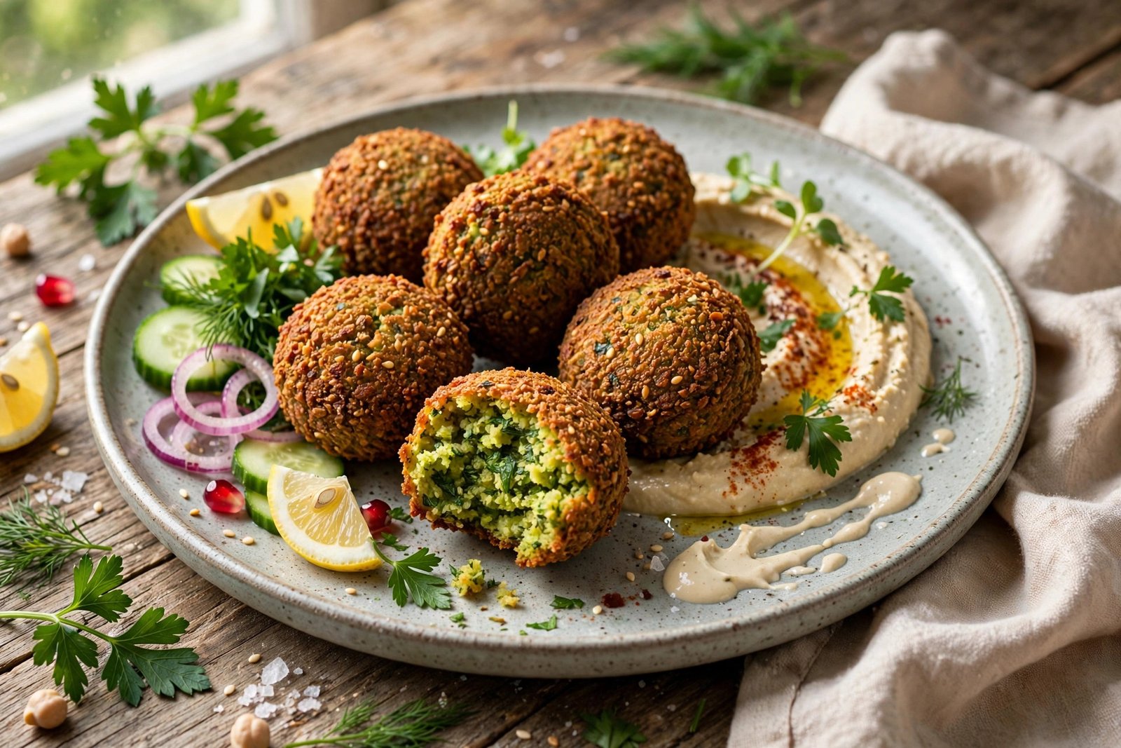 Crispy Falafel served beautifully, ready to eat