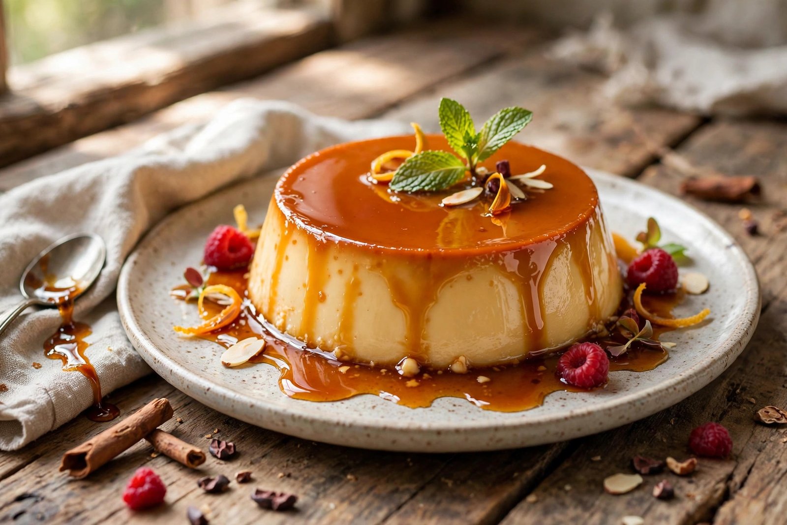 Mexican Flan served beautifully, ready to eat