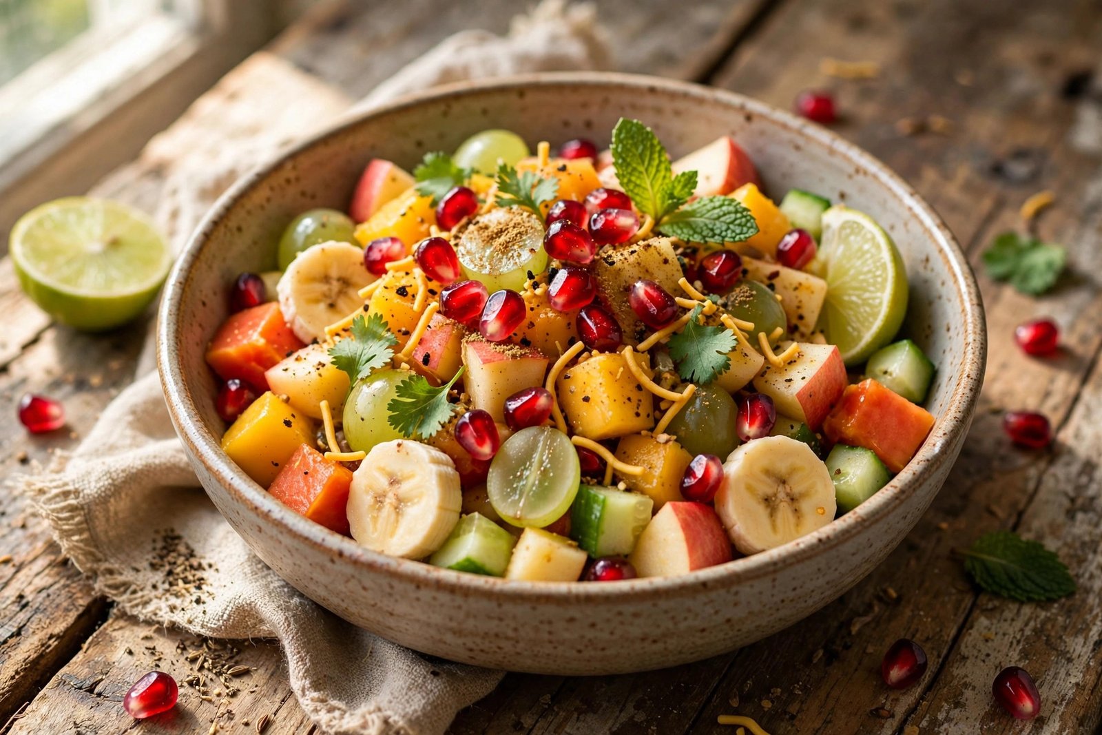 Fruit Chaat served beautifully, ready to eat