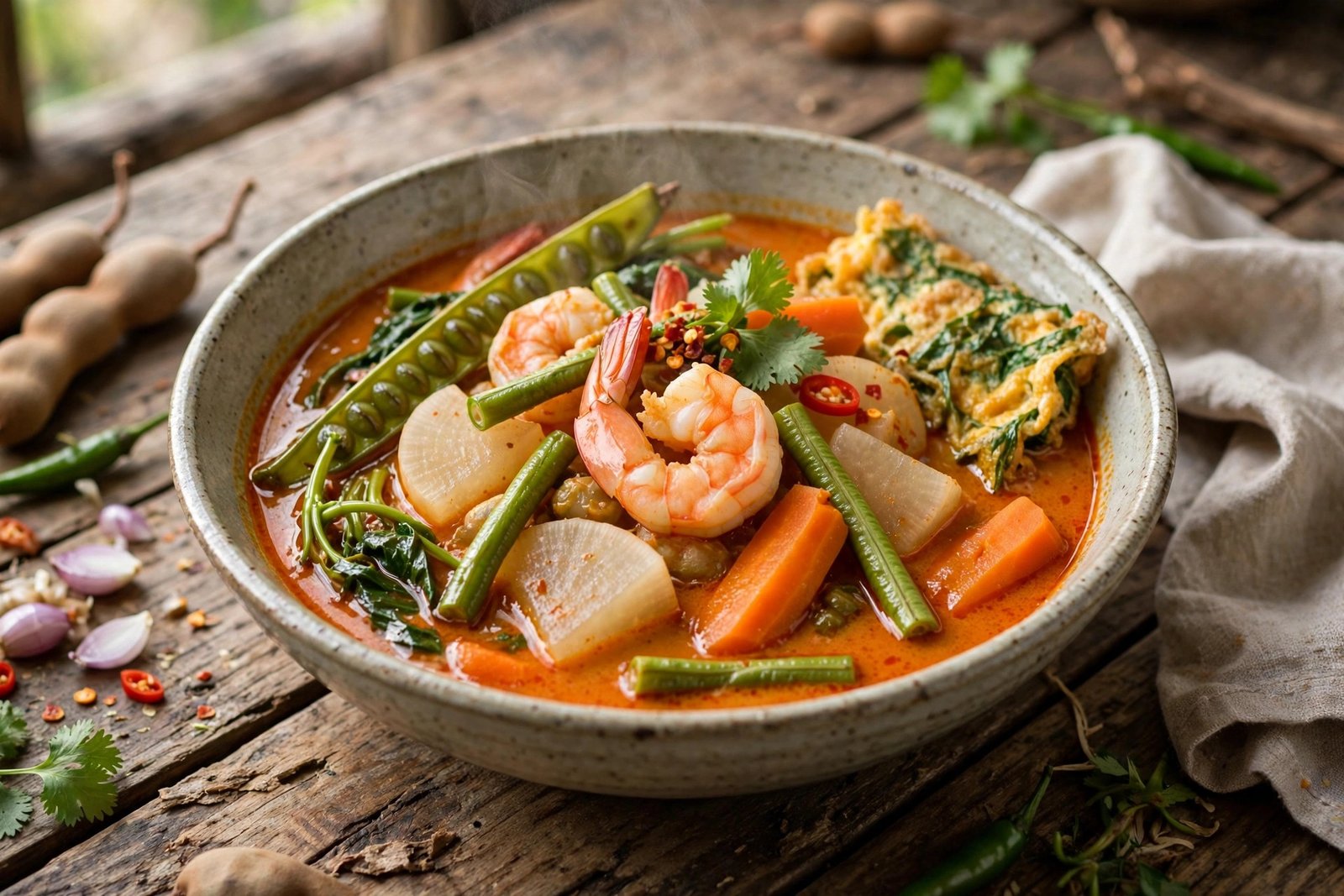 Gaeng Som served beautifully, ready to eat