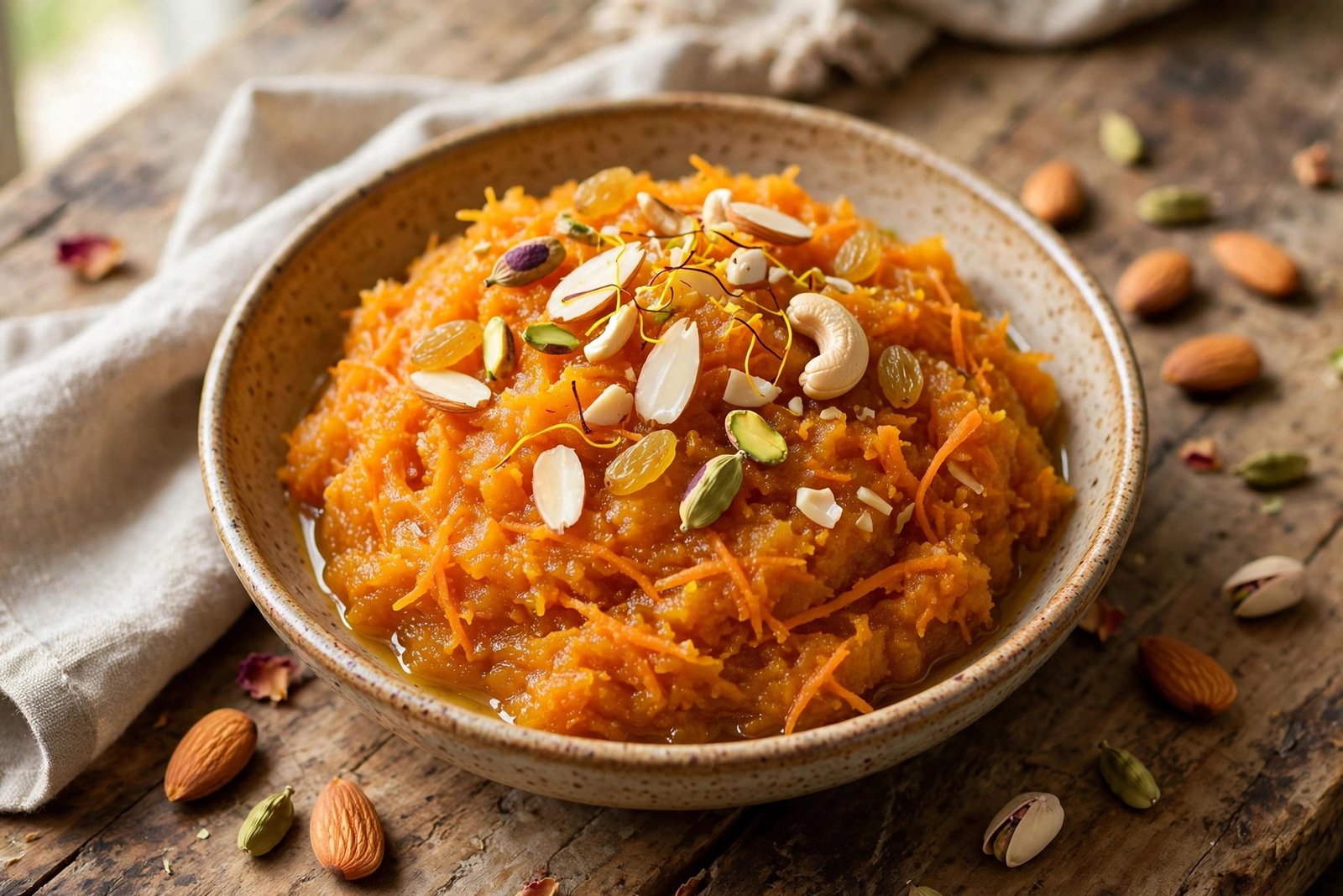 Gajar ka Halwa served beautifully, ready to eat