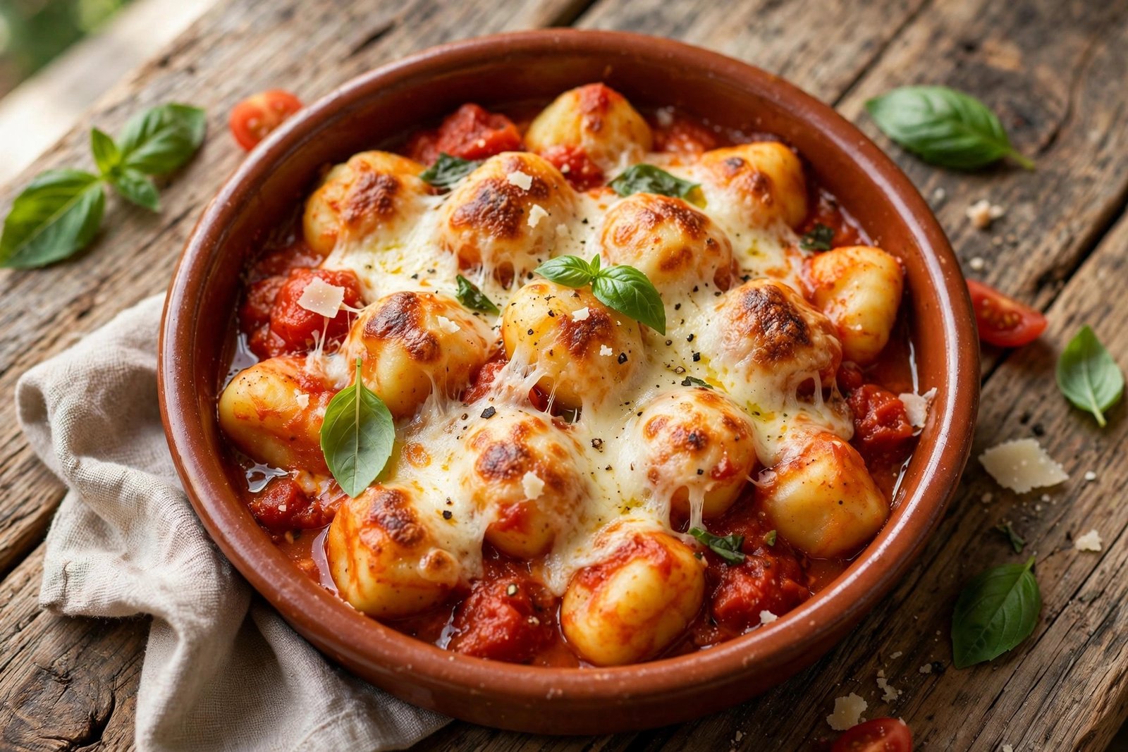Gnocchi alla Sorrentina served beautifully, ready to eat