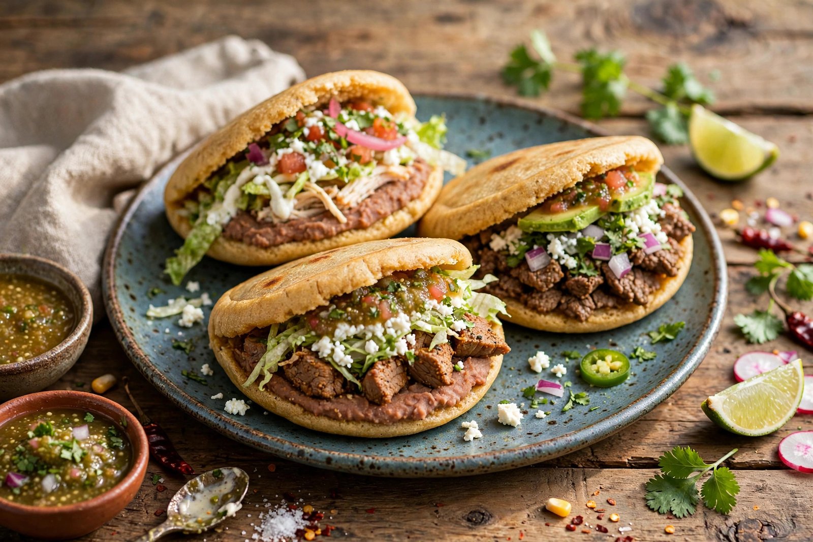 Gorditas served beautifully, ready to eat