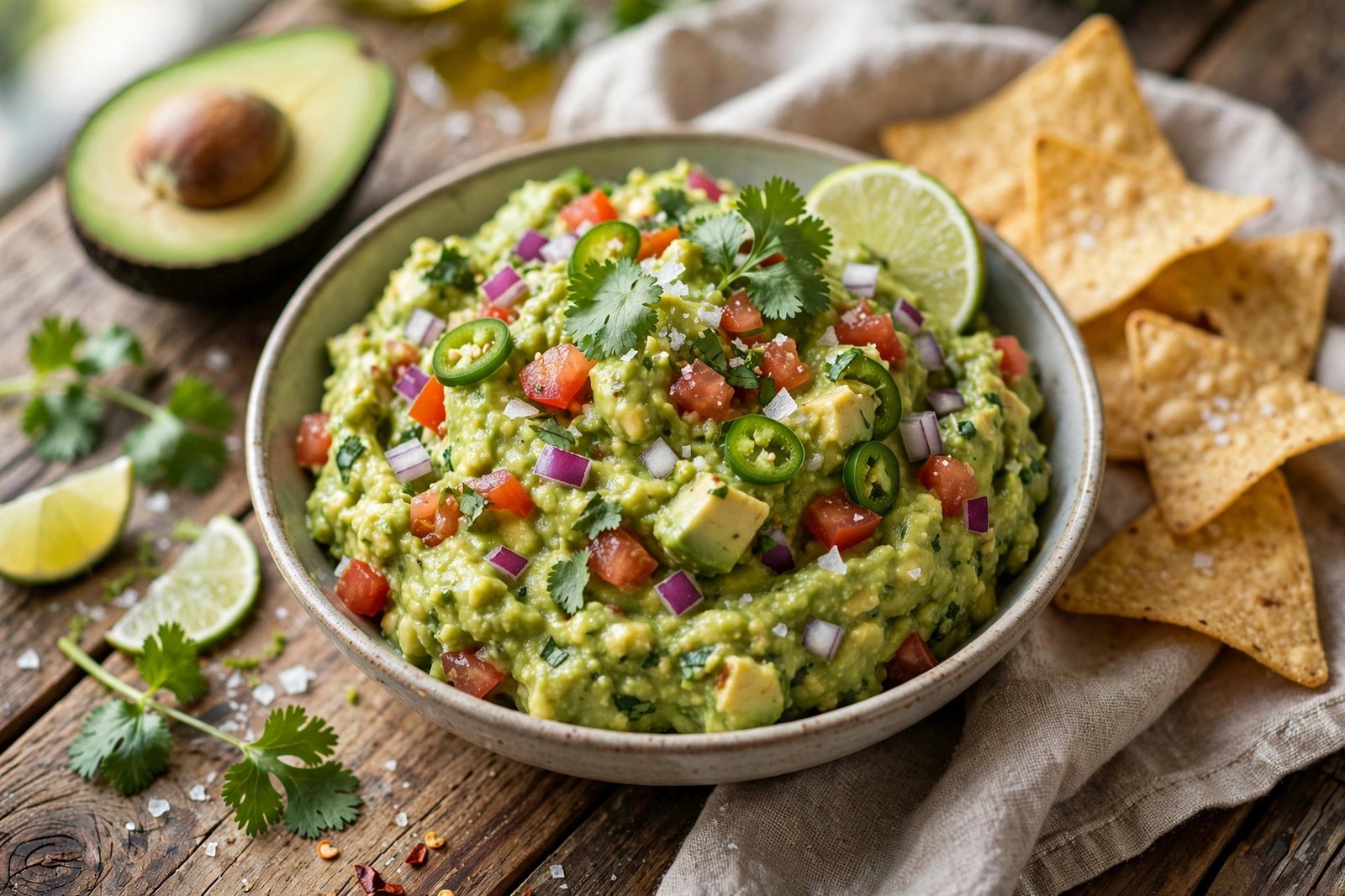 Authentic Guacamole served beautifully, ready to eat