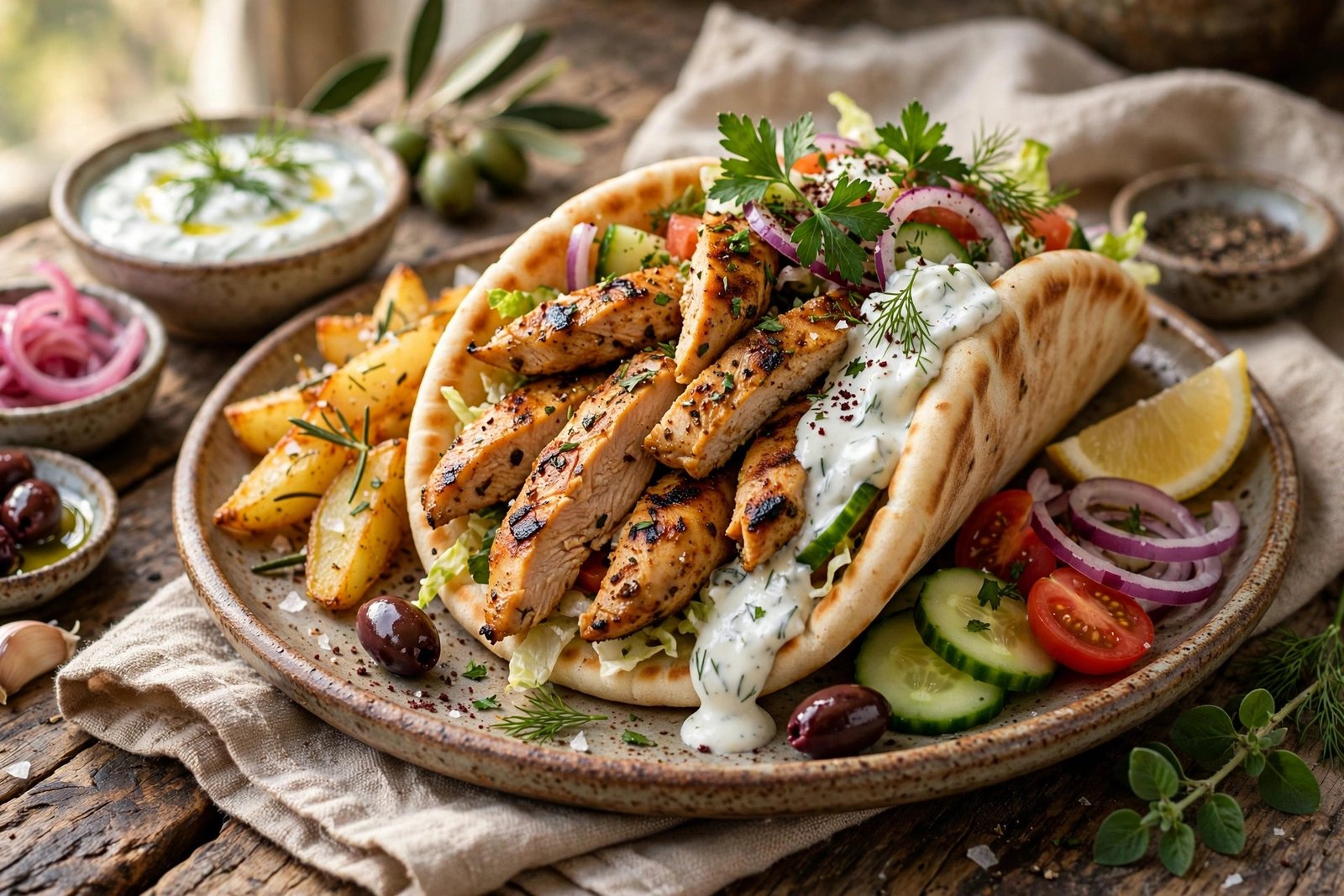 Chicken Gyro served beautifully, ready to eat