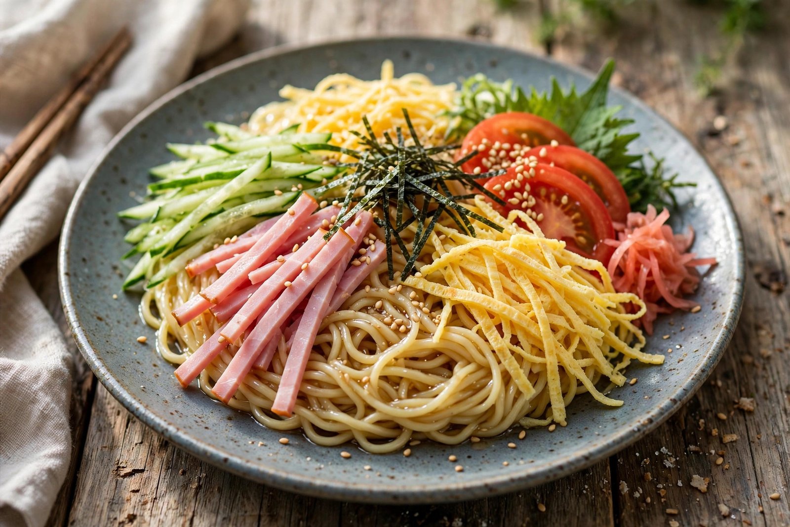 Hiyashi Chuka served beautifully, ready to eat