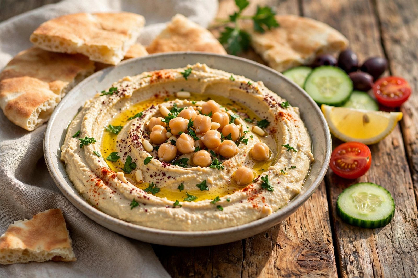 Classic Hummus served beautifully, ready to eat