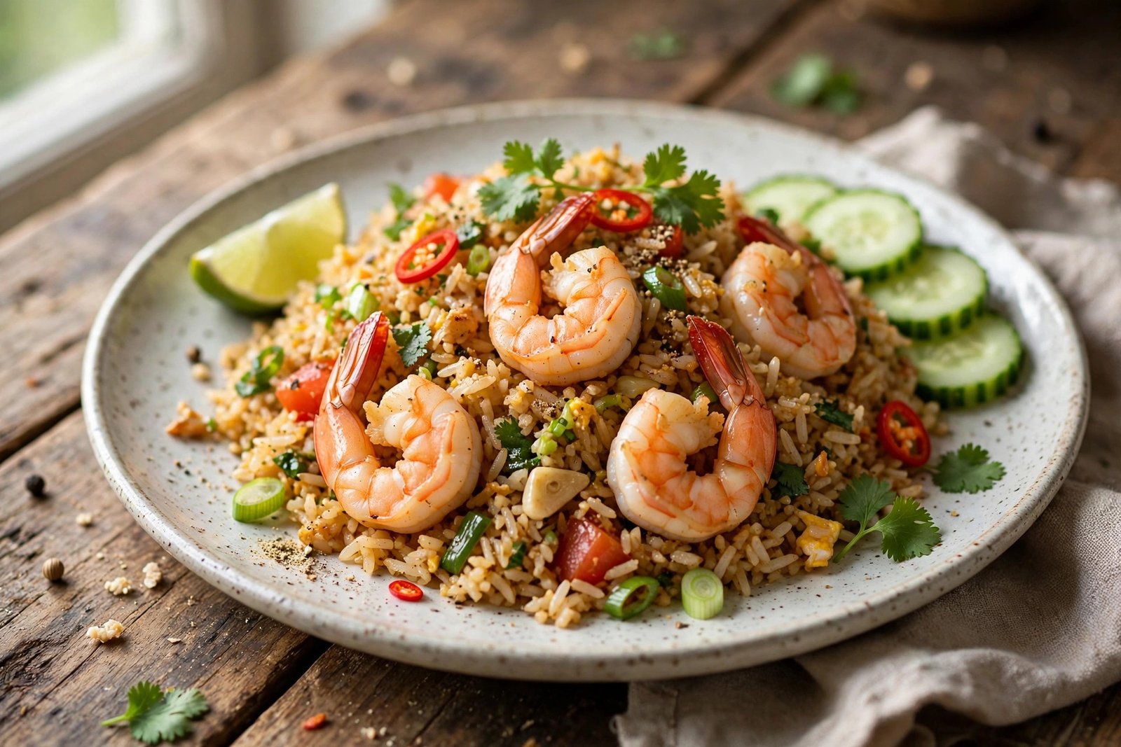 Khao Pad served beautifully, ready to eat