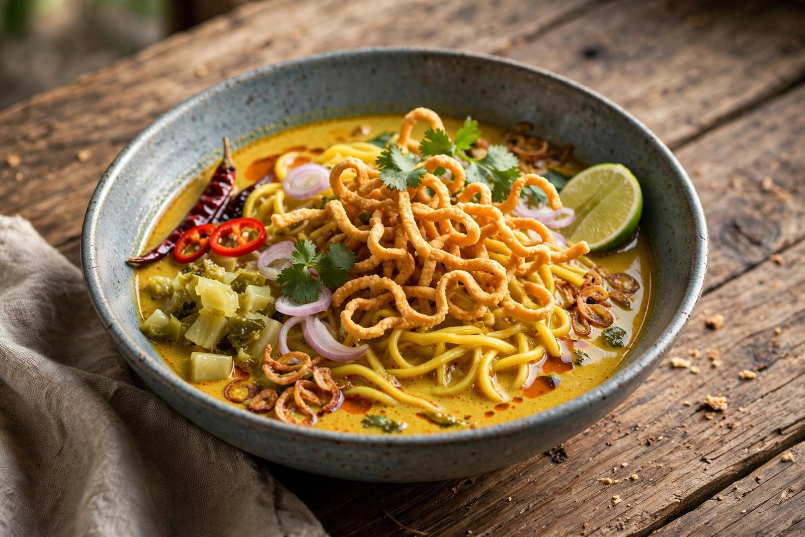 Khao Soi served beautifully, ready to eat