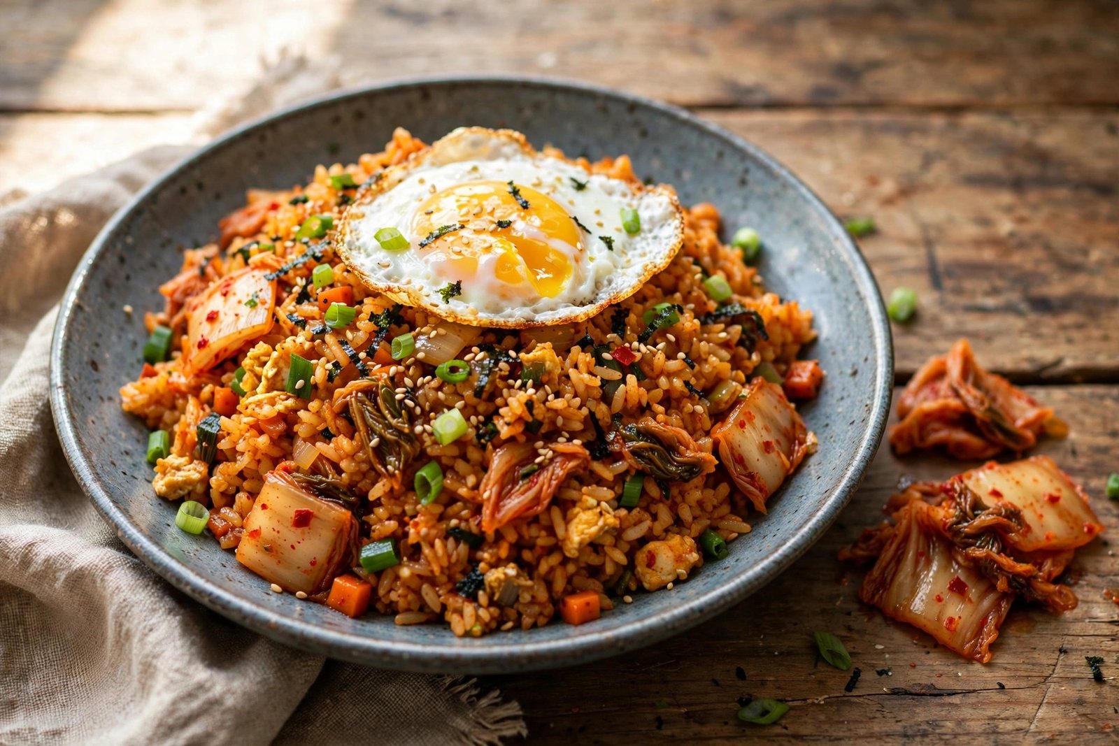 Kimchi Fried Rice served beautifully, ready to eat