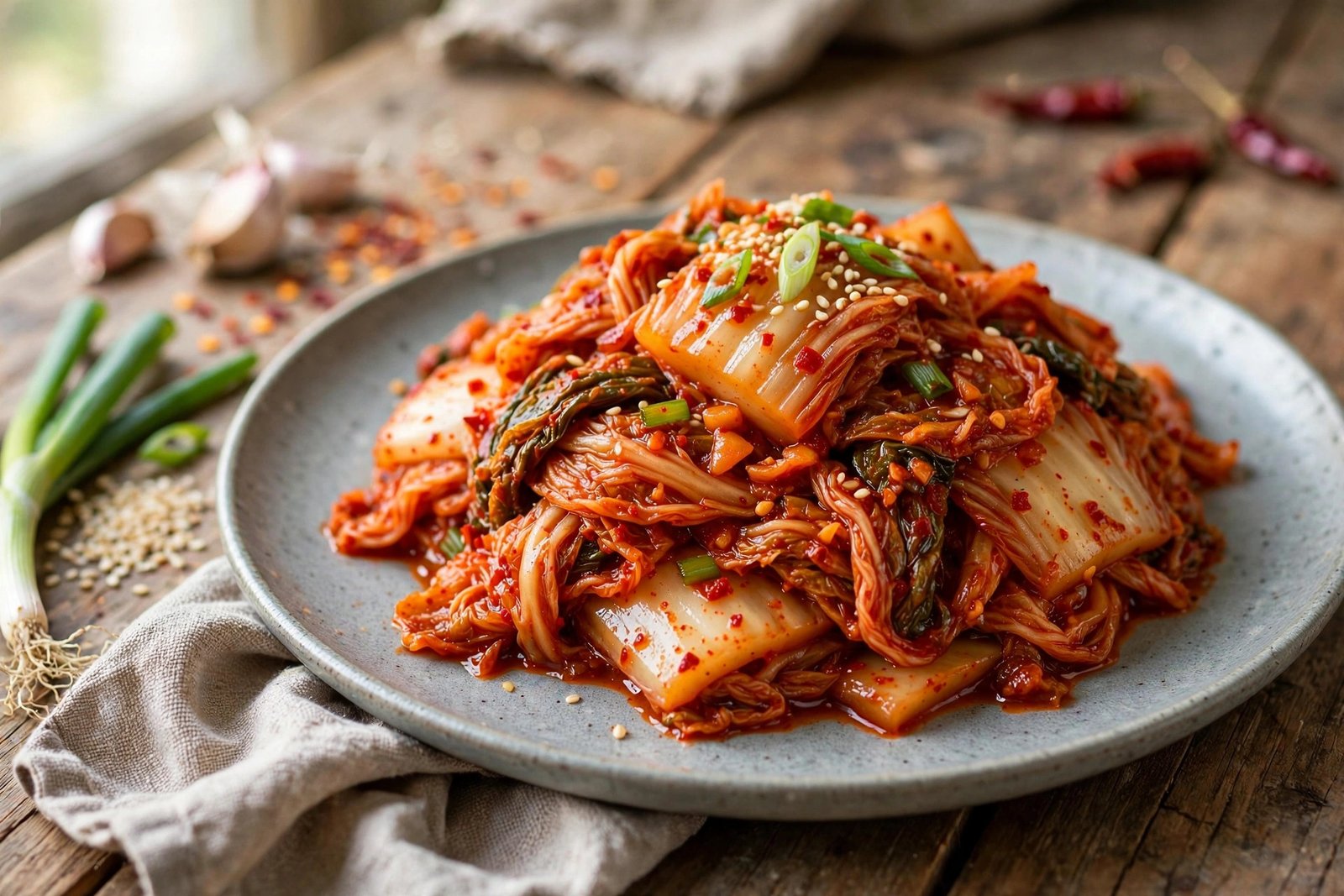 Homemade Kimchi served beautifully, ready to eat