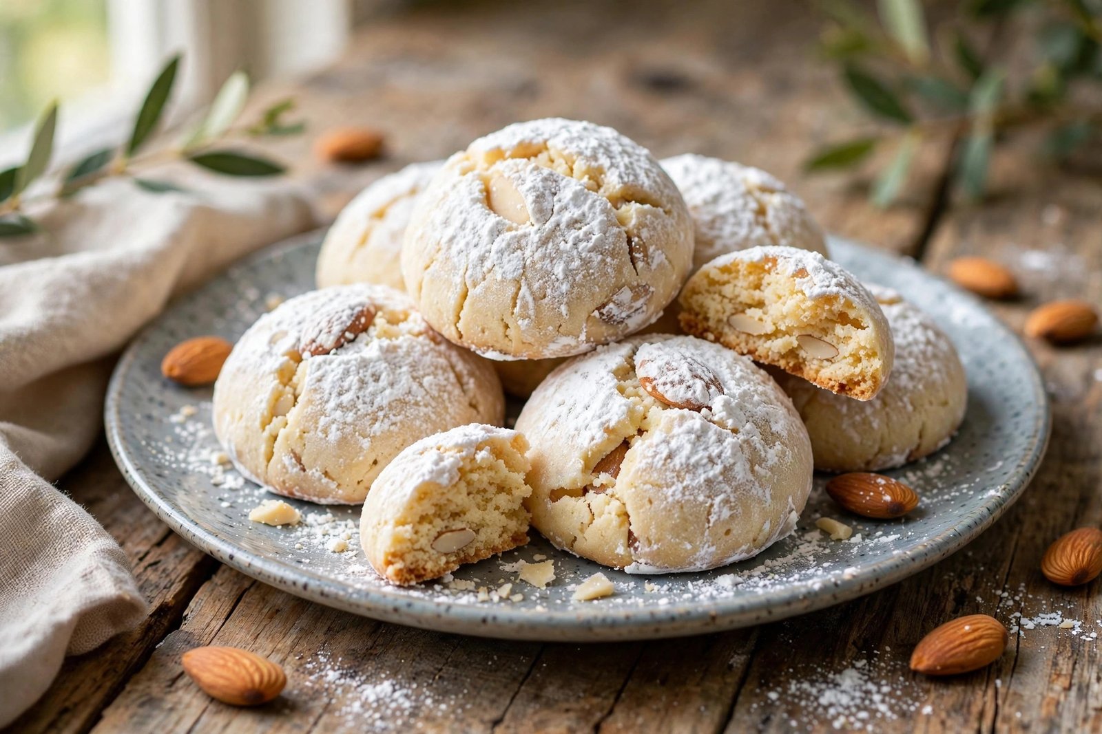 Kourabiedes served beautifully, ready to eat