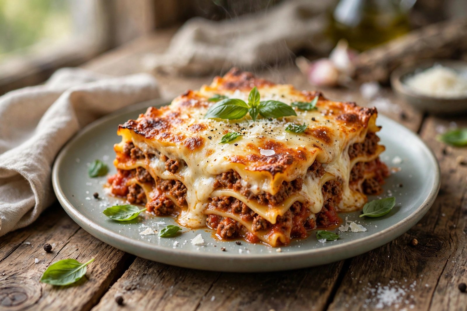 Classic Lasagna served beautifully, ready to eat