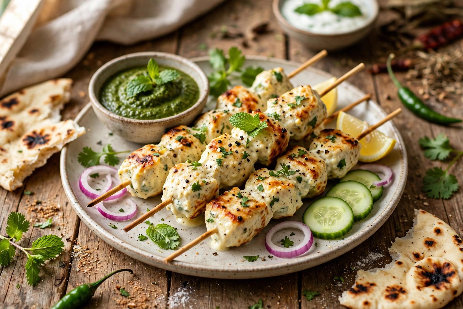 Malai Boti served beautifully, ready to eat