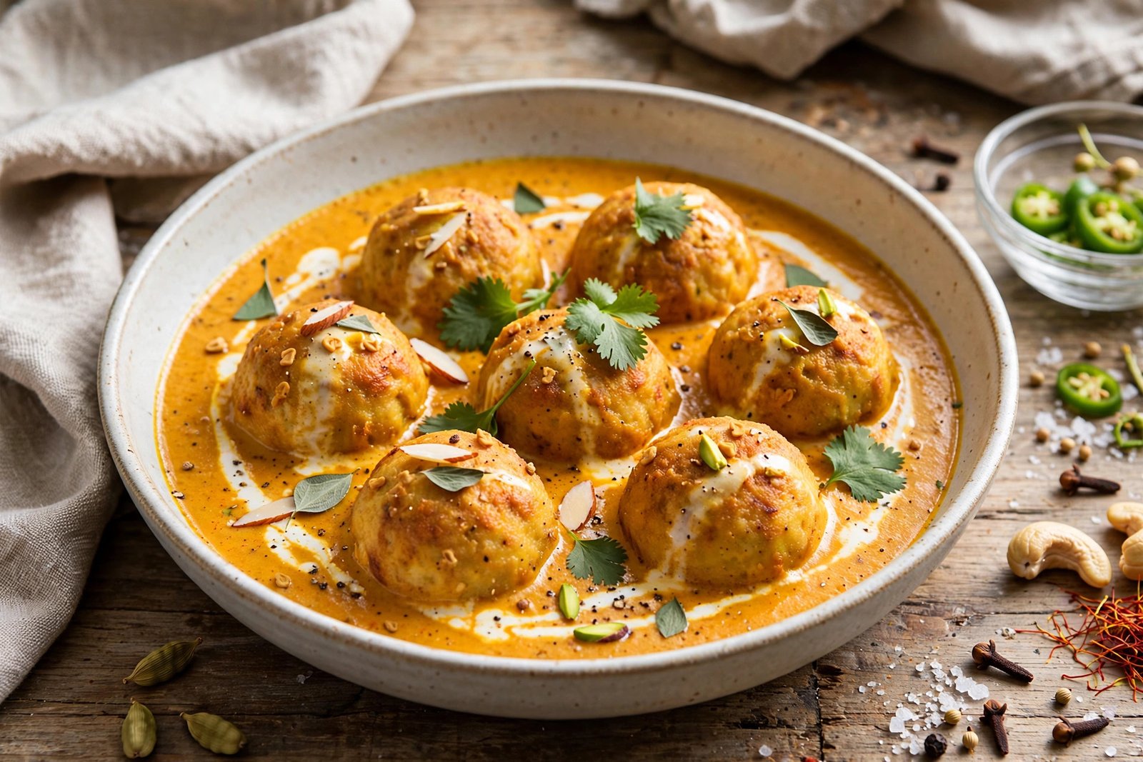 Malai Kofta served beautifully, ready to eat