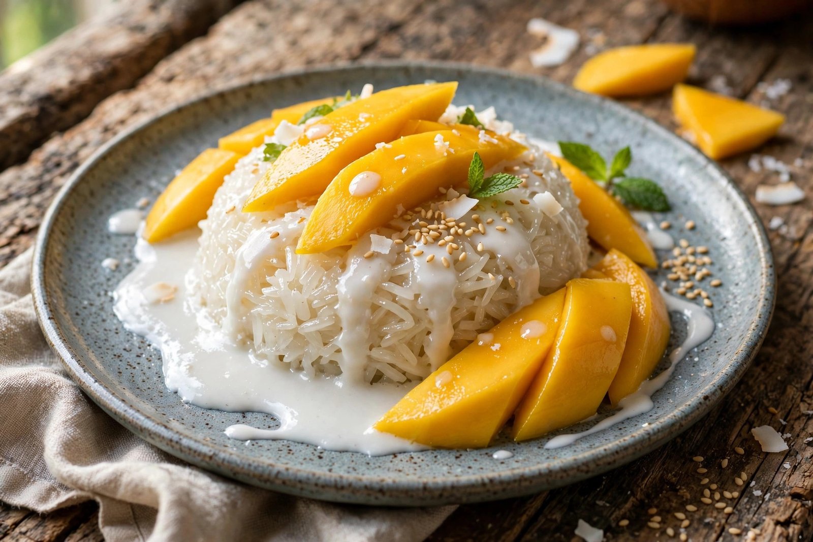 Mango Sticky Rice served beautifully, ready to eat