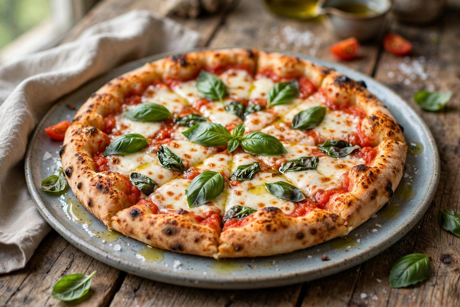 Margherita Pizza served beautifully, ready to eat