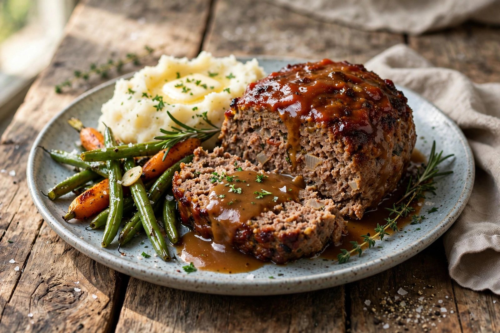 Classic Meatloaf served beautifully, ready to eat