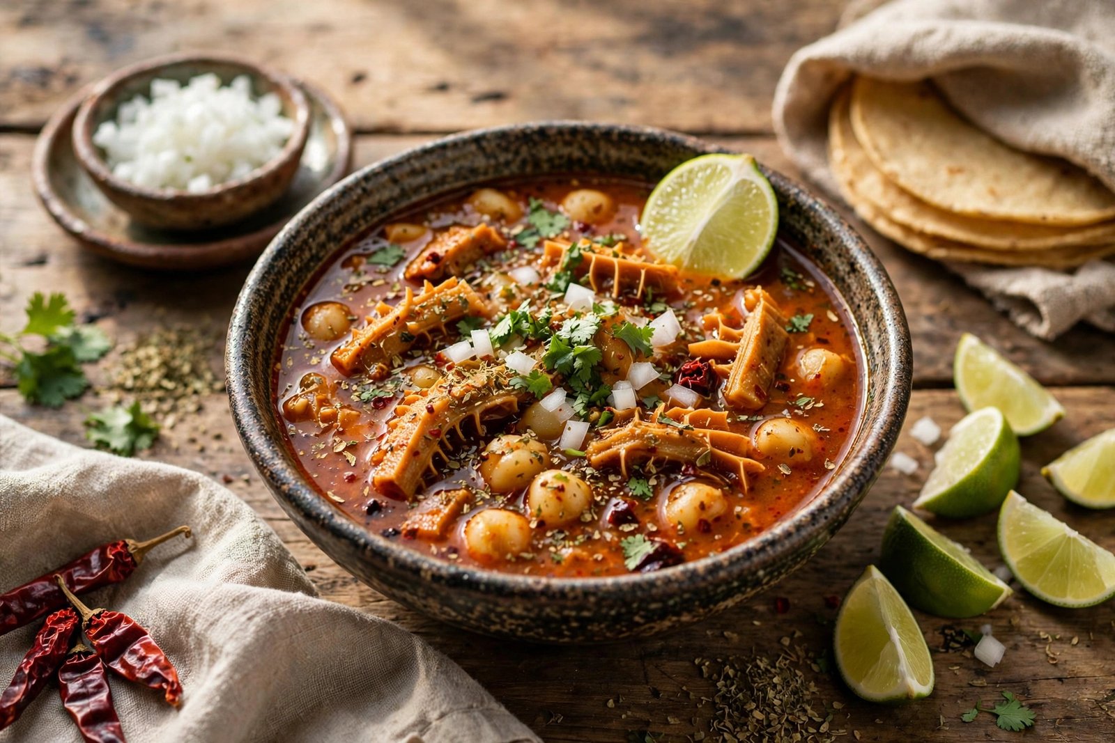 Menudo served beautifully, ready to eat