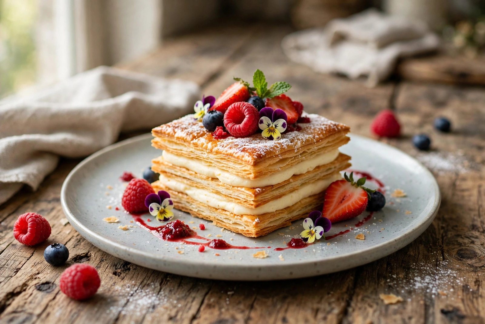 Mille-Feuille served beautifully, ready to eat