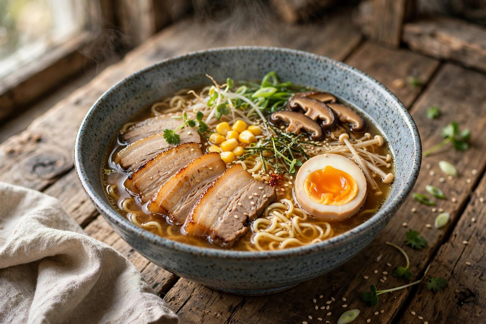 Miso Ramen served beautifully, ready to eat