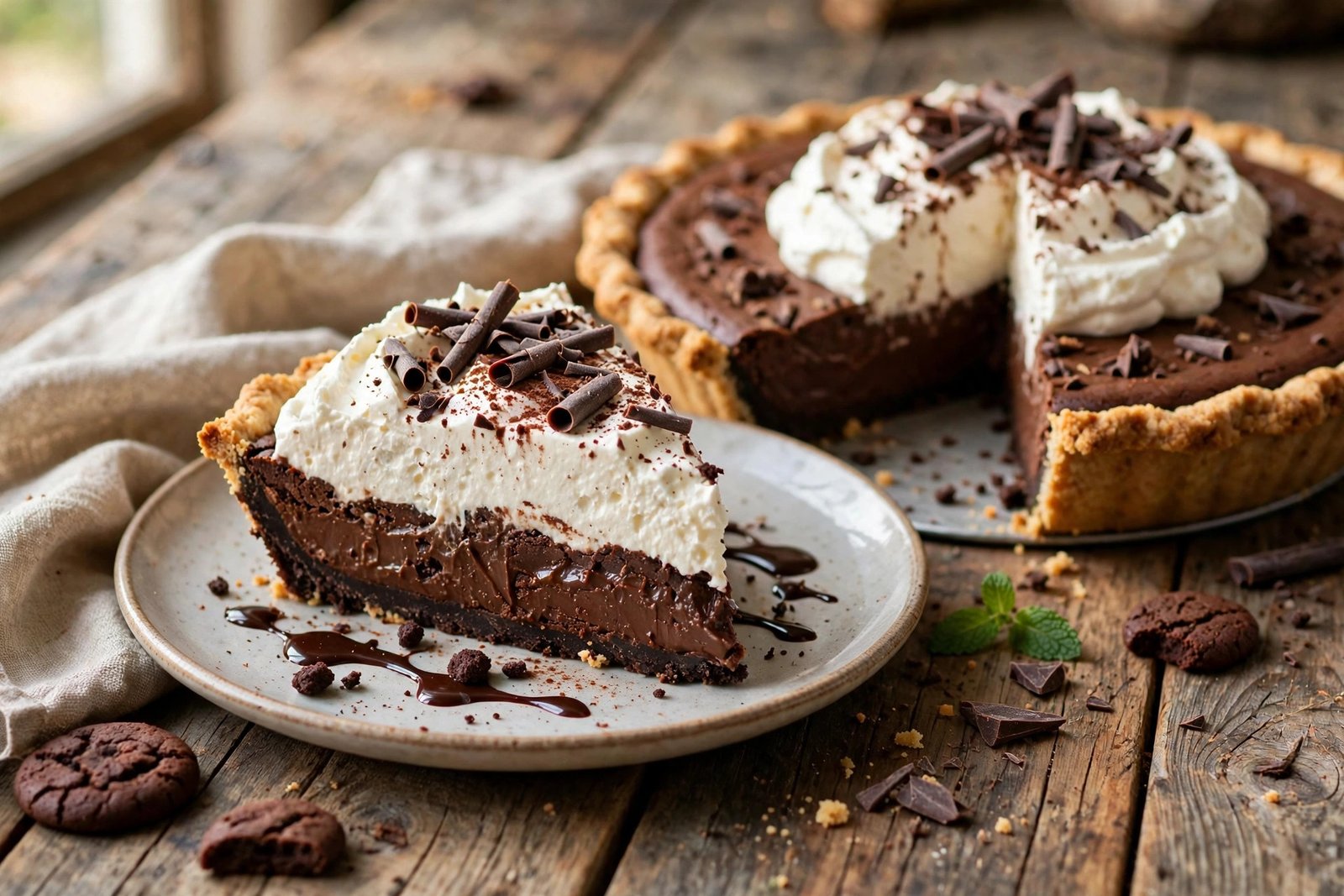 Mississippi Mud Pie served beautifully, ready to eat