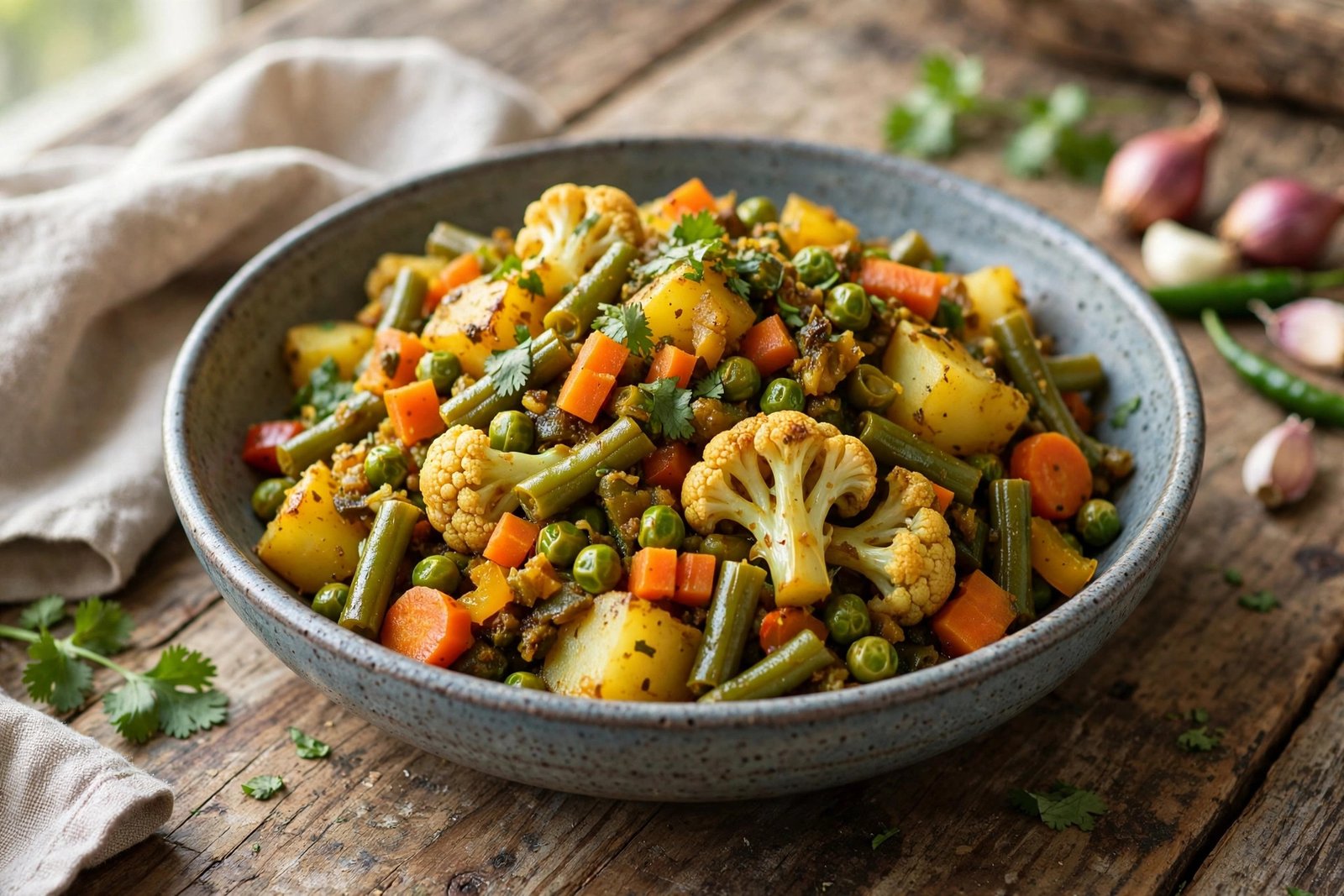 Mix Sabzi served beautifully, ready to eat